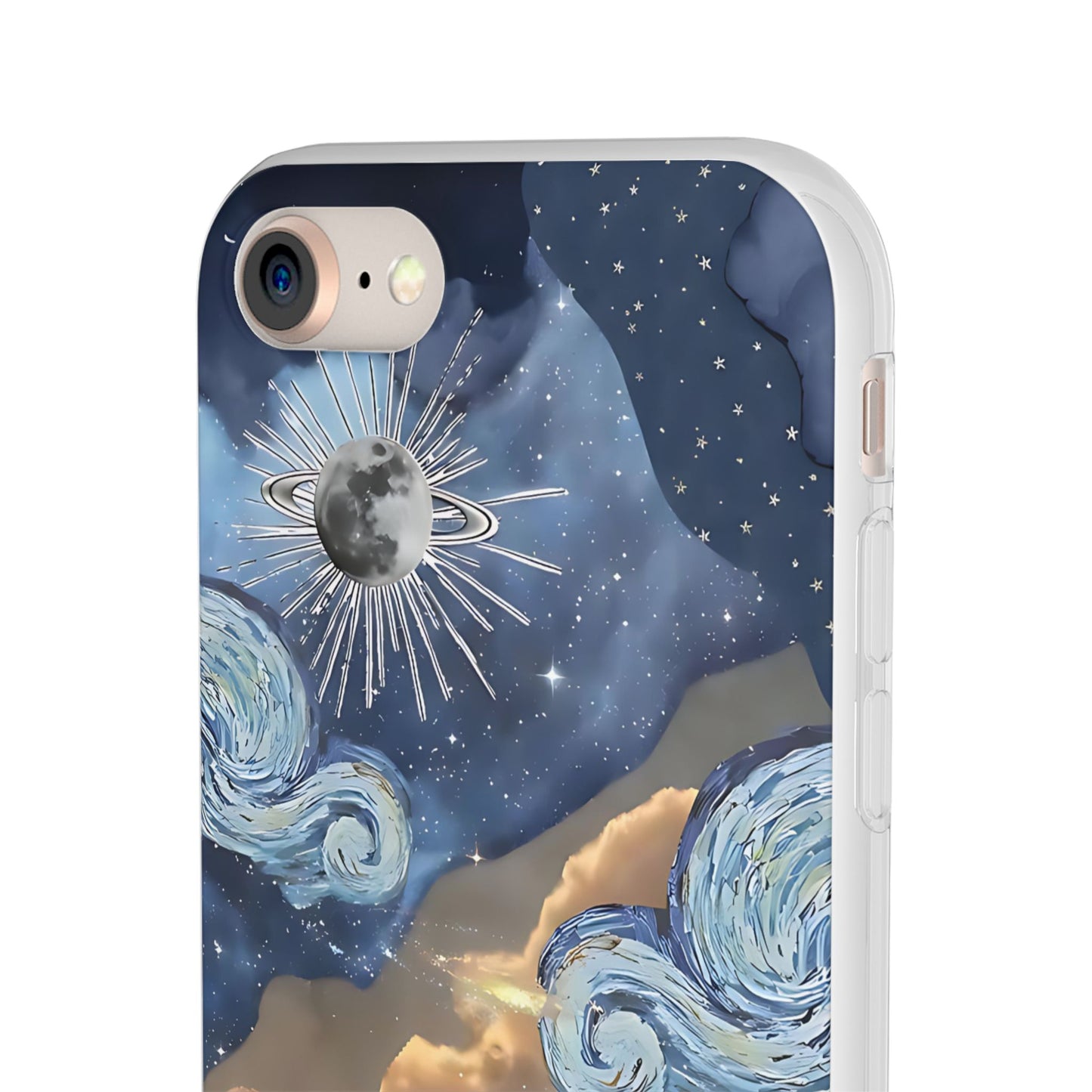 Celestial Flexi Case, Boho Phone Cover, Galaxy Protection, Starry Night Design,