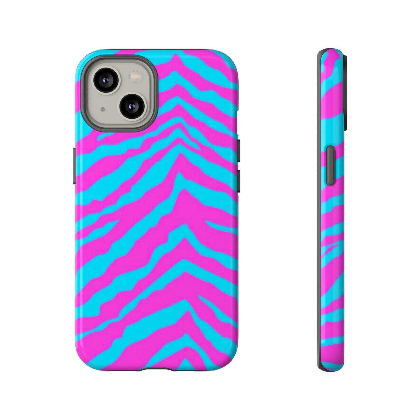 Animal Print Hot Pink And Teal Tough Case for iPhone, Galaxy and Google Pixel