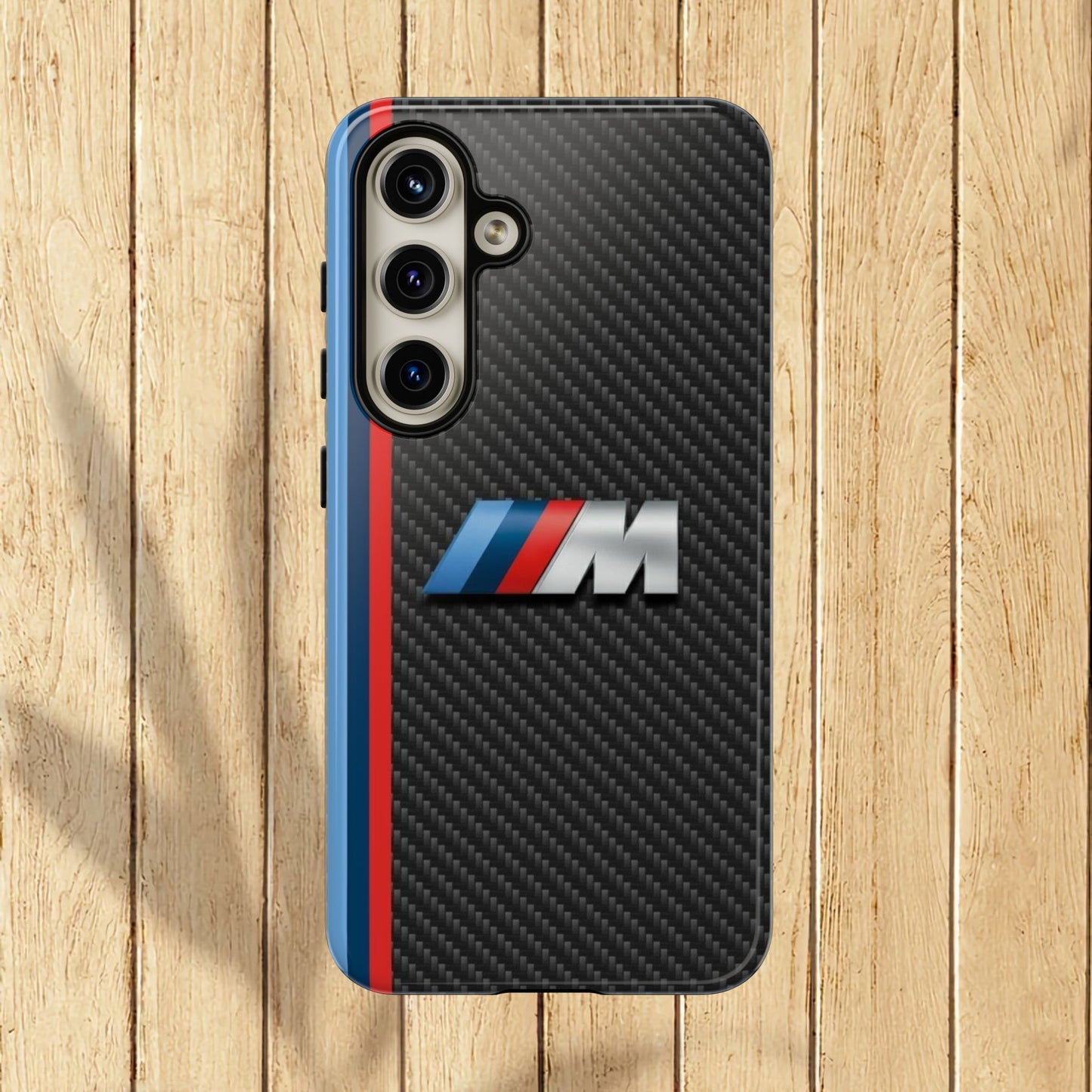 Phone Case - Black Tough Case for iPhones, Galaxy, Pixel, Blue And Red Stripes, BMW M Series