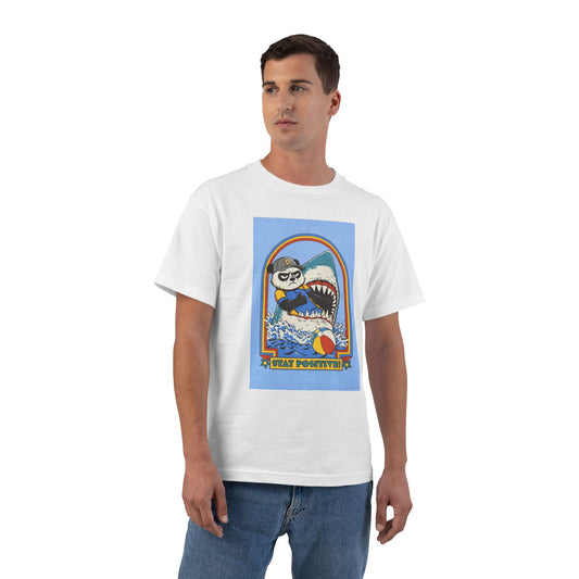 Stay Positive Bear & Shark, Surfer Cat Graphic T-Shirt | Retro Beach Vibes