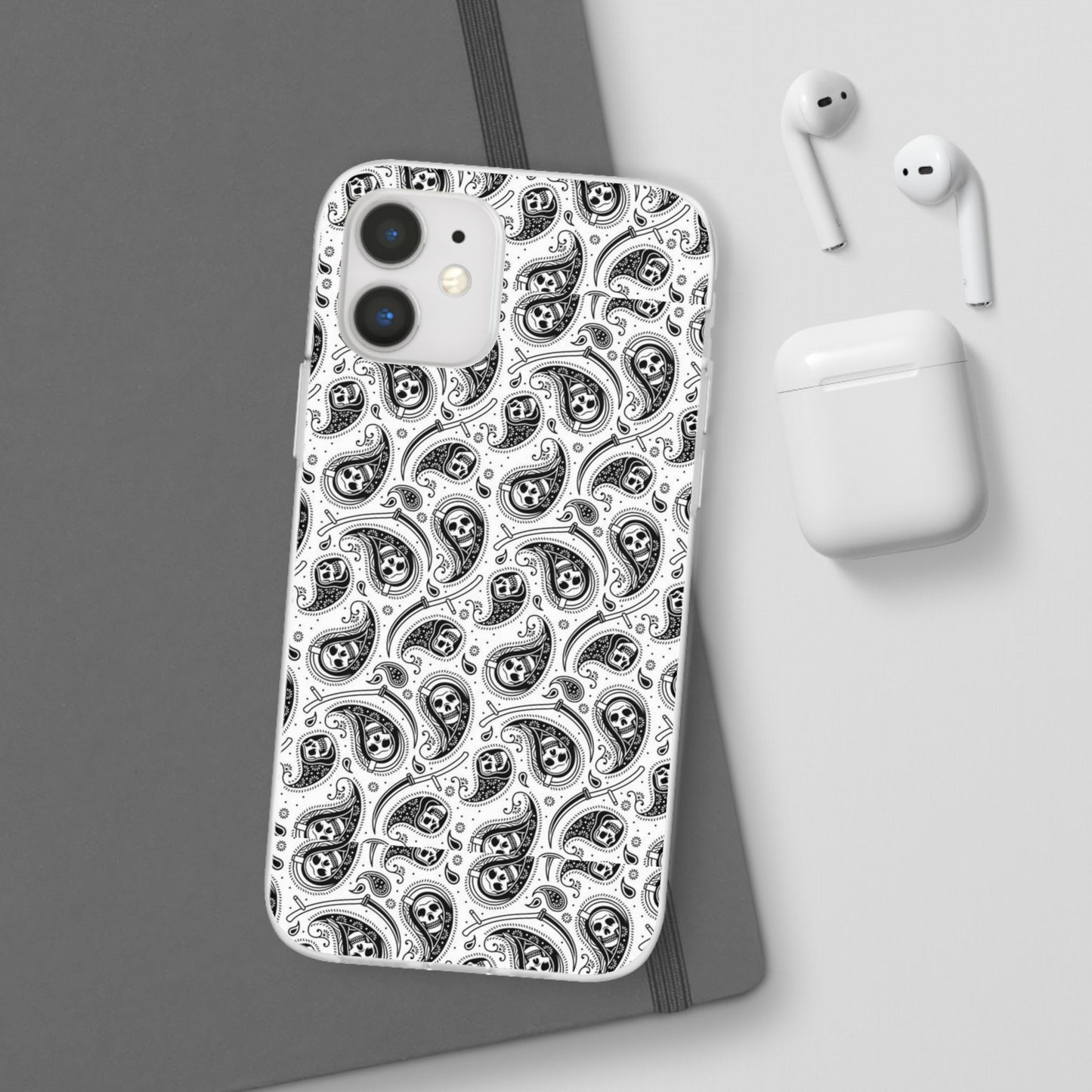 Skull Paisley Pattern Phone Case TPU Soft Flexi Case for iPhones