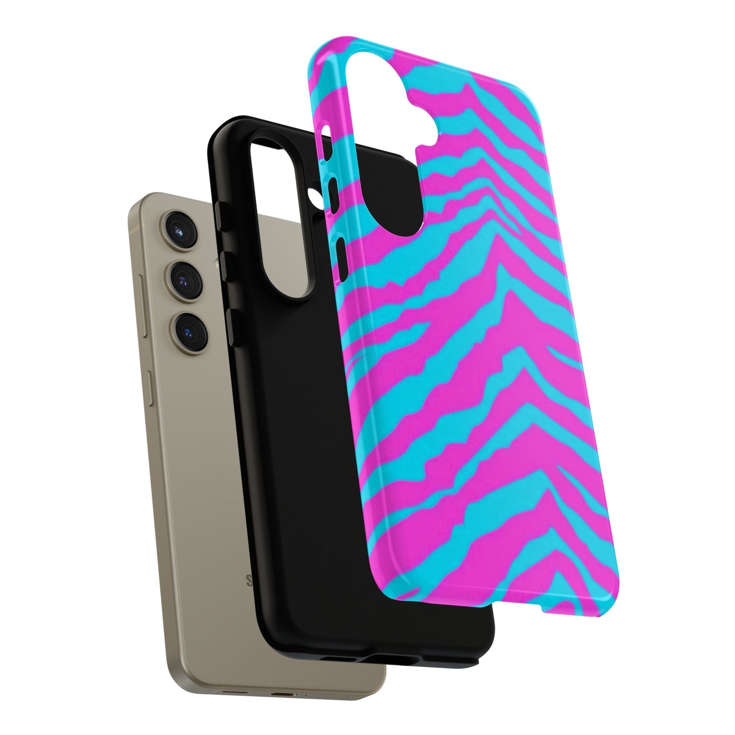 Animal Print Hot Pink And Teal Tough Case for iPhone, Galaxy and Google Pixel