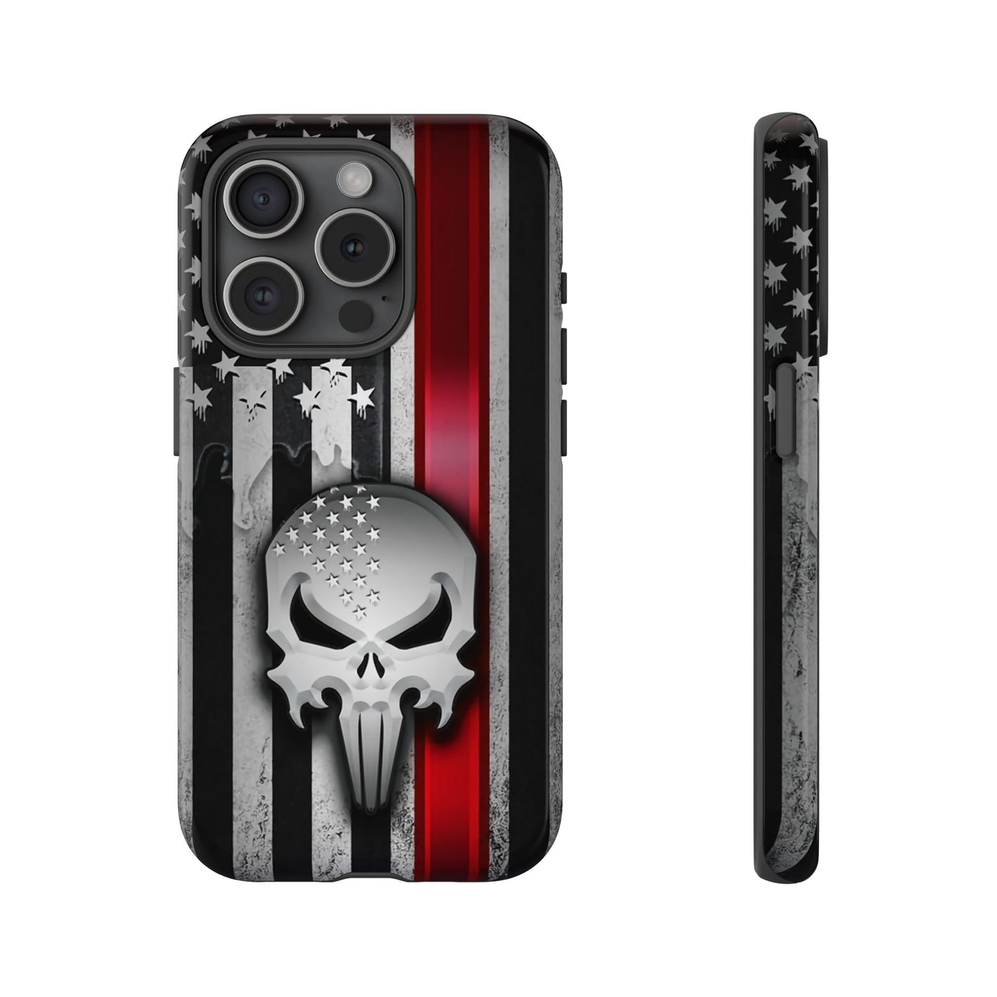 Tough Cases For iPhone, Galaxy and Pixel,  Thin Red Line, Jake Skull Design