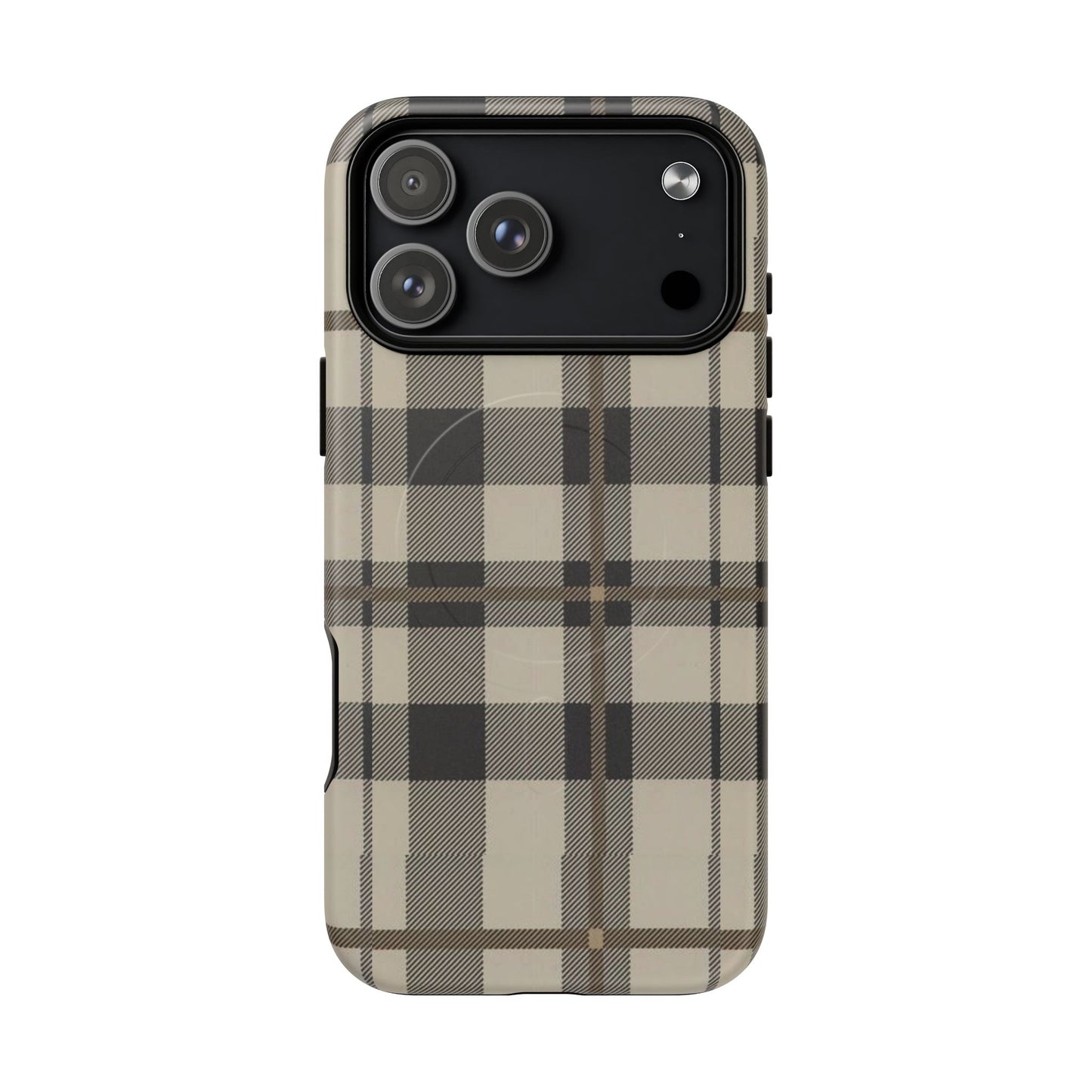 Neutral Plaid Phone Case Tough Magnetic Case | Beige Tartan Gift Idea