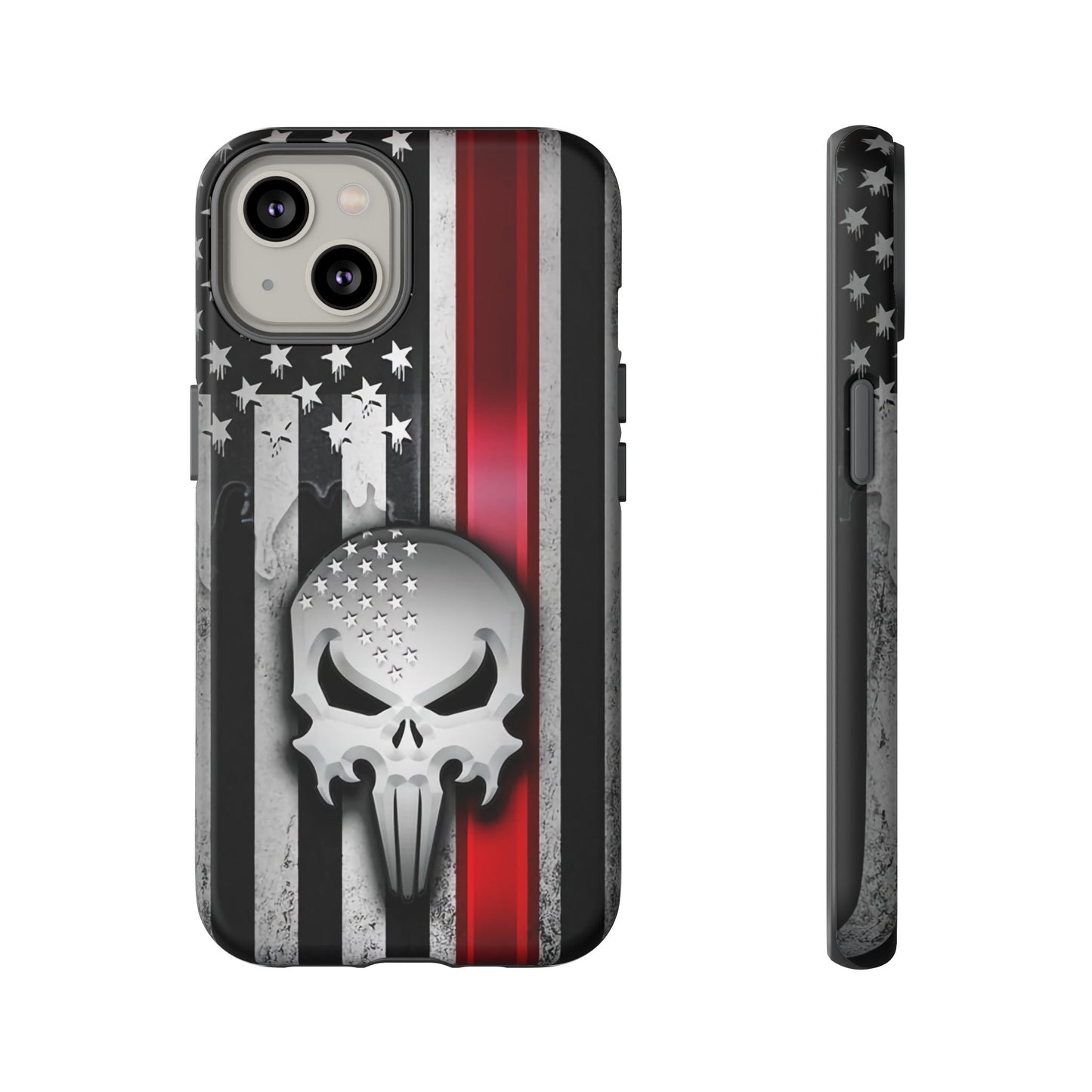 Tough Cases For iPhone, Galaxy and Pixel,  Thin Red Line, Jake Skull Design