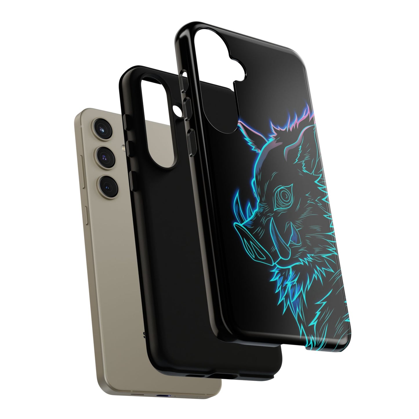Tough Cases For iPhone, Galaxy, Anime Hashibira Beast Slayer Neon Design
