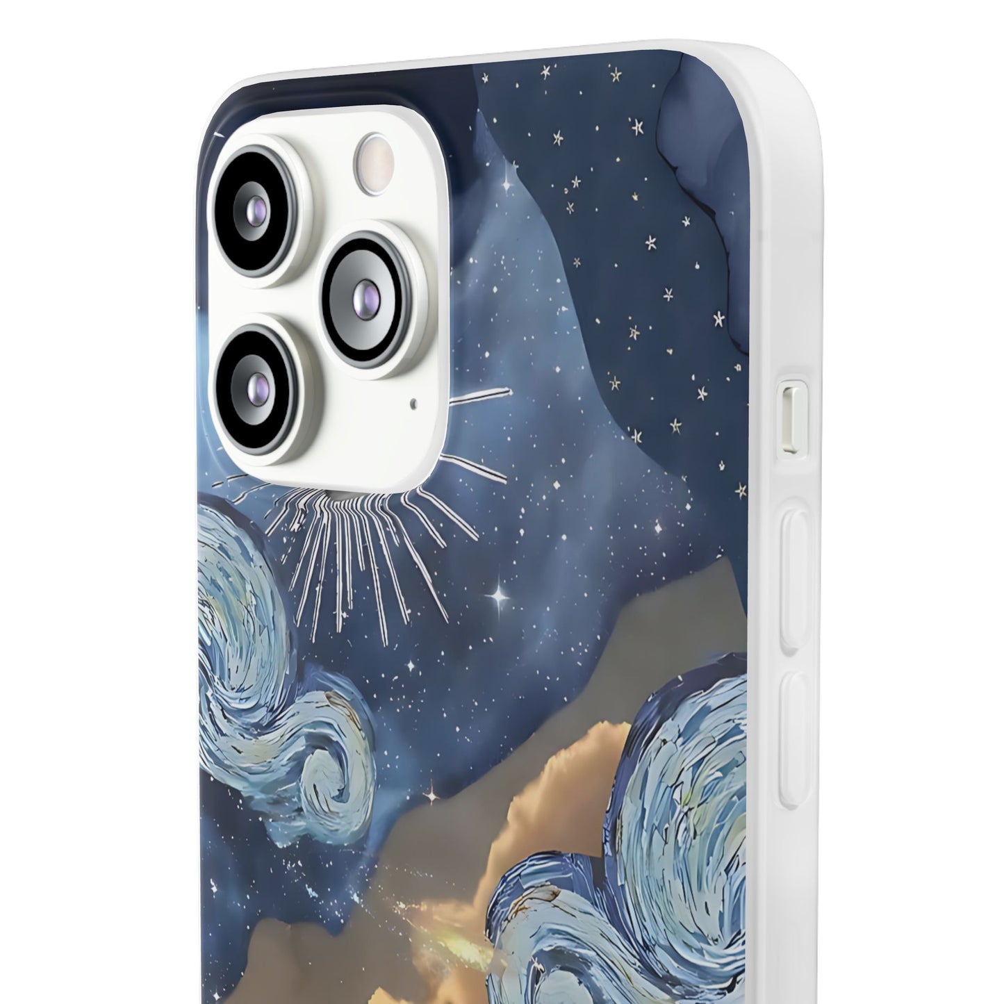 Celestial Flexi Case, Boho Phone Cover, Galaxy Protection, Starry Night Design,