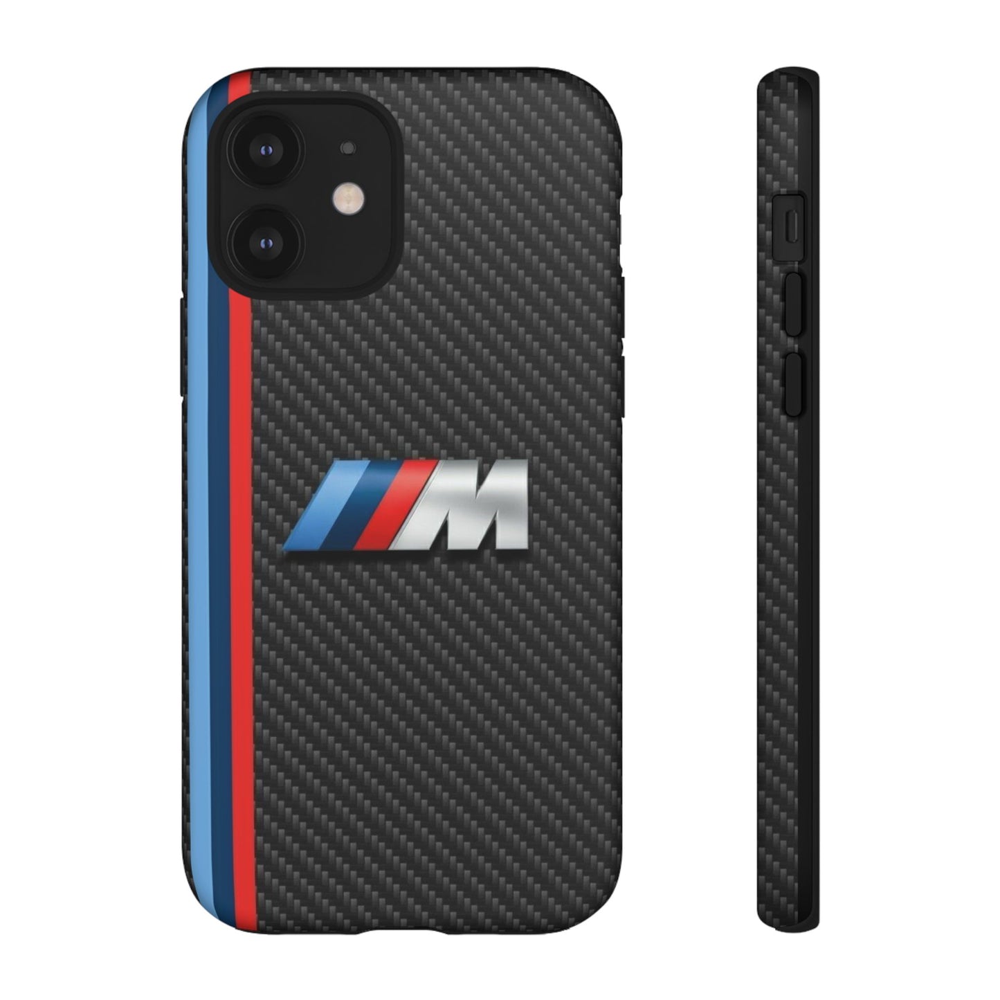 Phone Case - Black Tough Case for iPhones, Galaxy, Pixel, Blue And Red Stripes, BMW M Series