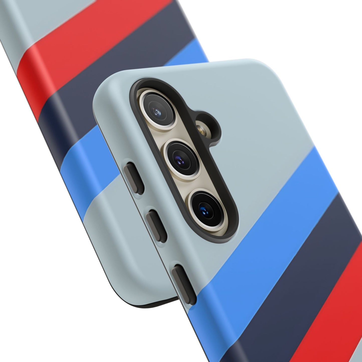 Gray Tough Case For iPhone, Samsung Galaxy and Google Pixel, Blue & Red Stripe