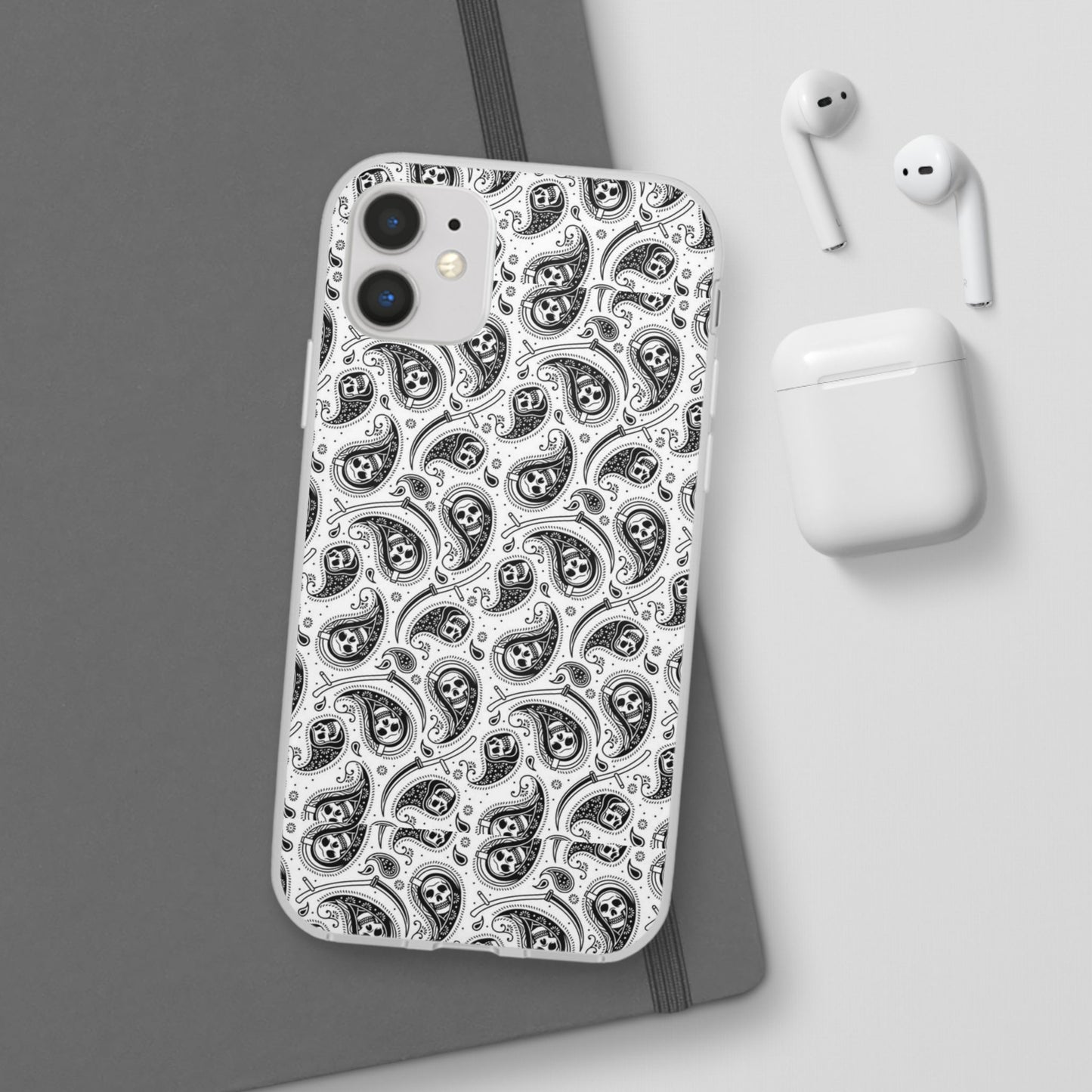Skull Paisley Pattern Phone Case TPU Soft Flexi Case for iPhones