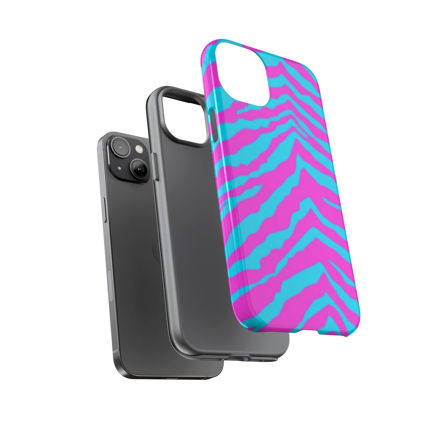 Animal Print Hot Pink And Teal Tough Case for iPhone, Galaxy and Google Pixel