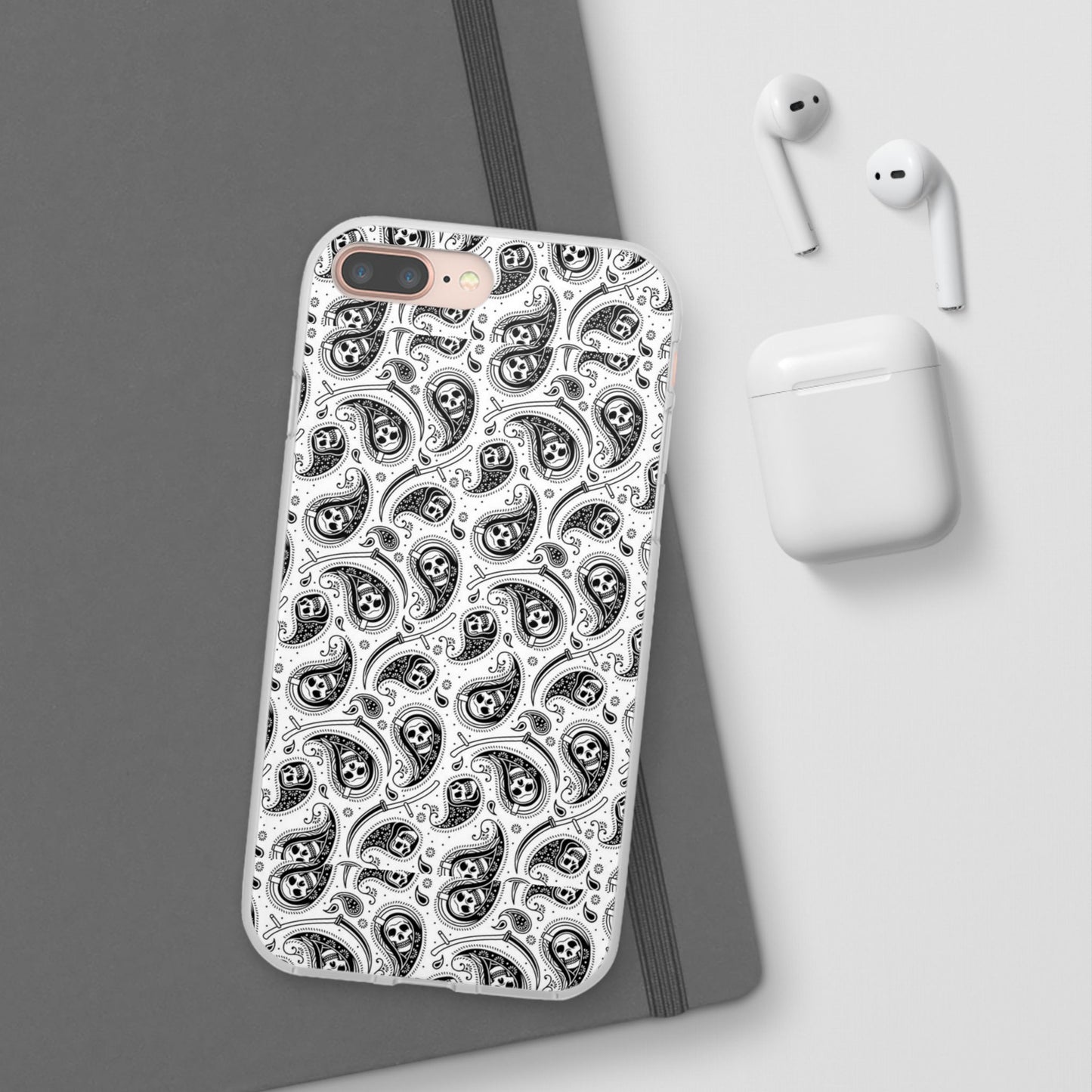 Skull Paisley Pattern Phone Case TPU Soft Flexi Case for iPhones
