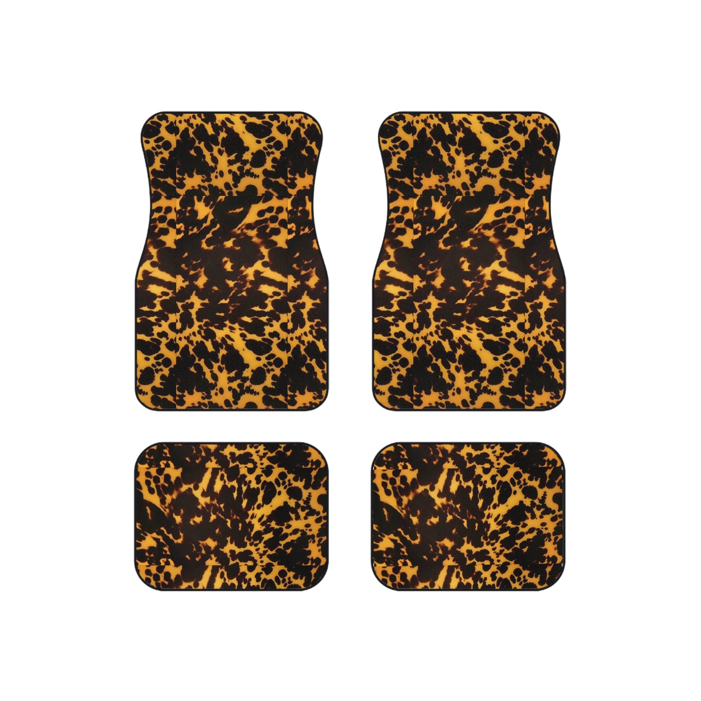Tortoiseshell Pattern Car Floor Mats Universal Fit Set of 4, Auto Decor