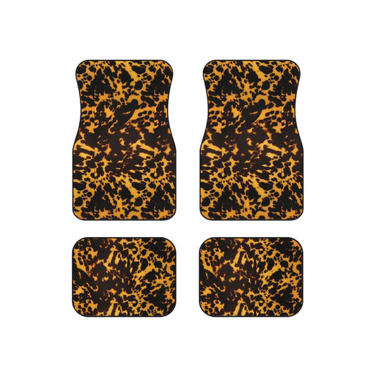 Tortoiseshell Pattern Car Floor Mats Universal Fit Set of 4, Auto Decor