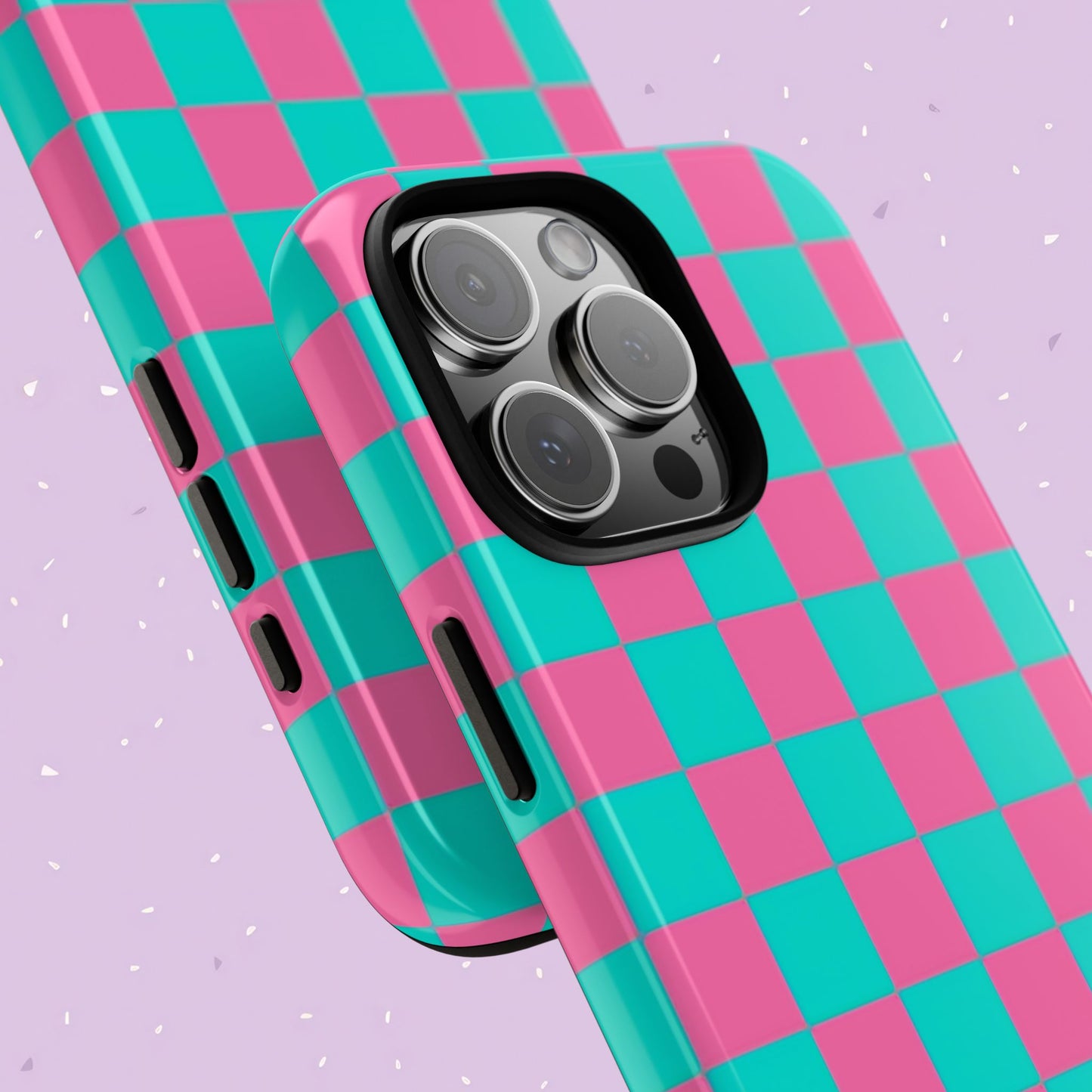 Hot Pink And Teal Checker Pattern Tough Case for iPhone, Galaxy Phones and Google Pixel