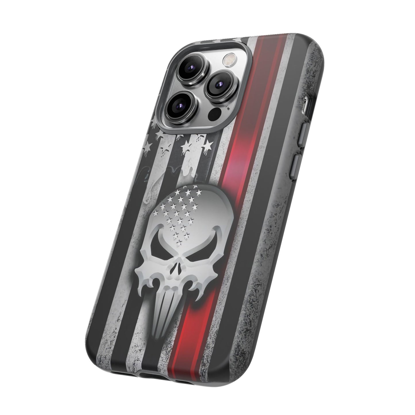 Tough Cases For iPhone, Galaxy and Pixel,  Thin Red Line, Jake Skull Design