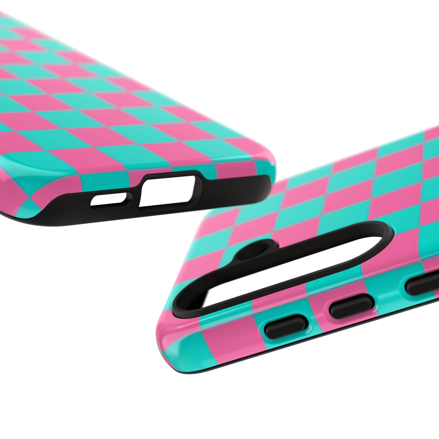 Hot Pink And Teal Checker Pattern Tough Case for iPhone, Galaxy Phones and Google Pixel