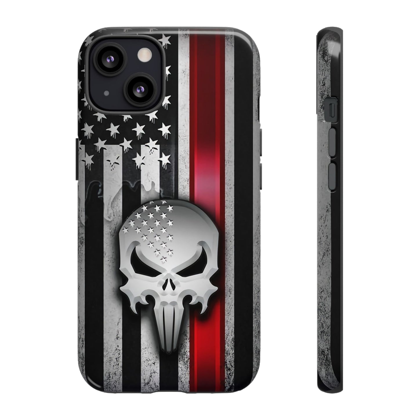 Tough Cases For iPhone, Galaxy and Pixel,  Thin Red Line, Jake Skull Design