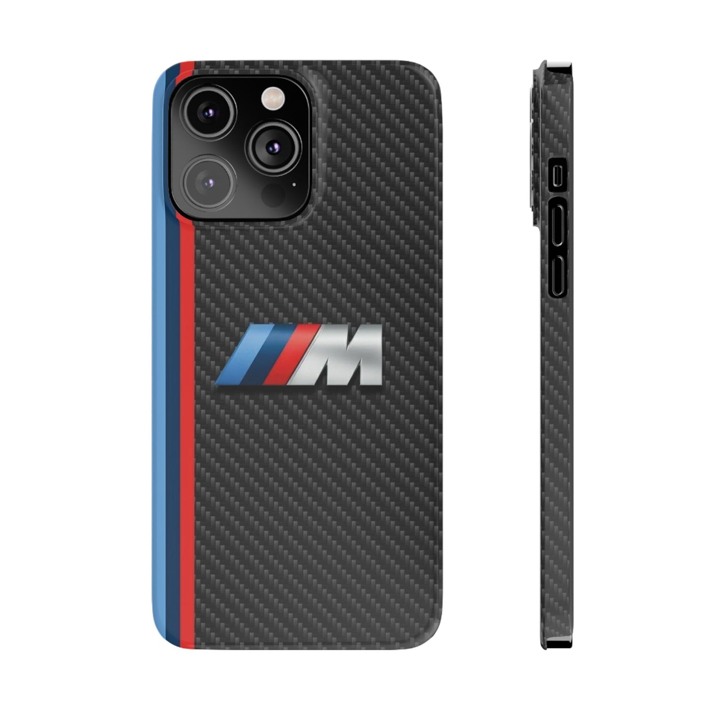 Black iPhone Slim Case, Blue And Red Stripes, BMW M Series