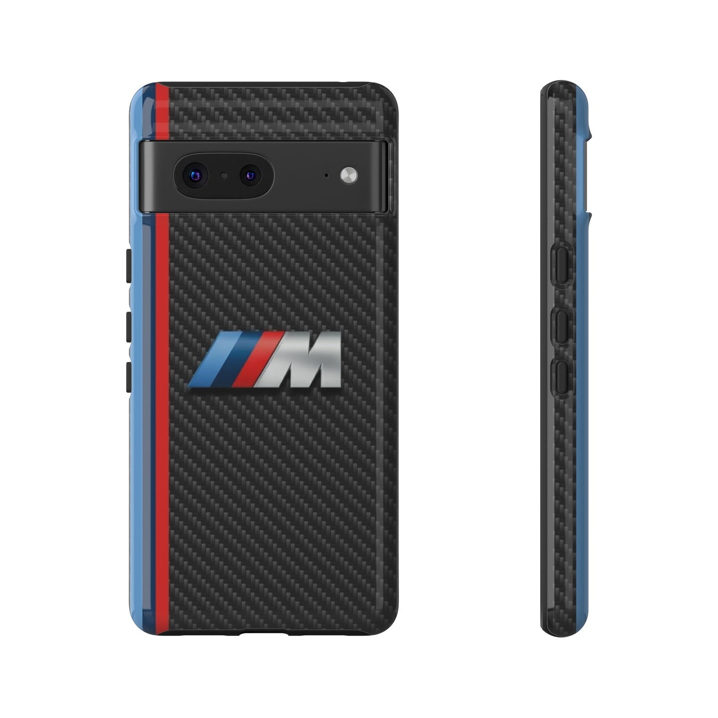 Phone Case - Black Tough Case for iPhones, Galaxy, Pixel, Blue And Red Stripes, BMW M Series