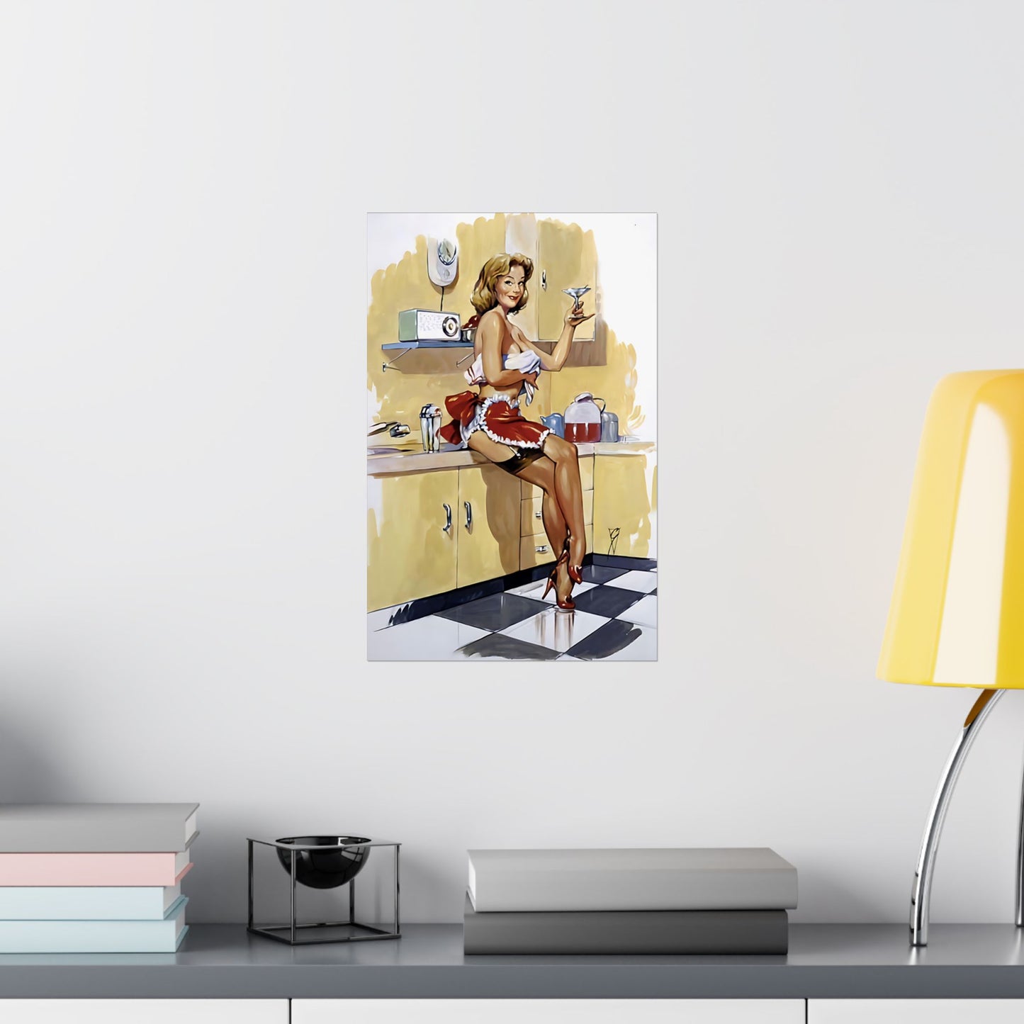1950's Pin Up Girl Matte Vertical Posters "Martini For Lunch"