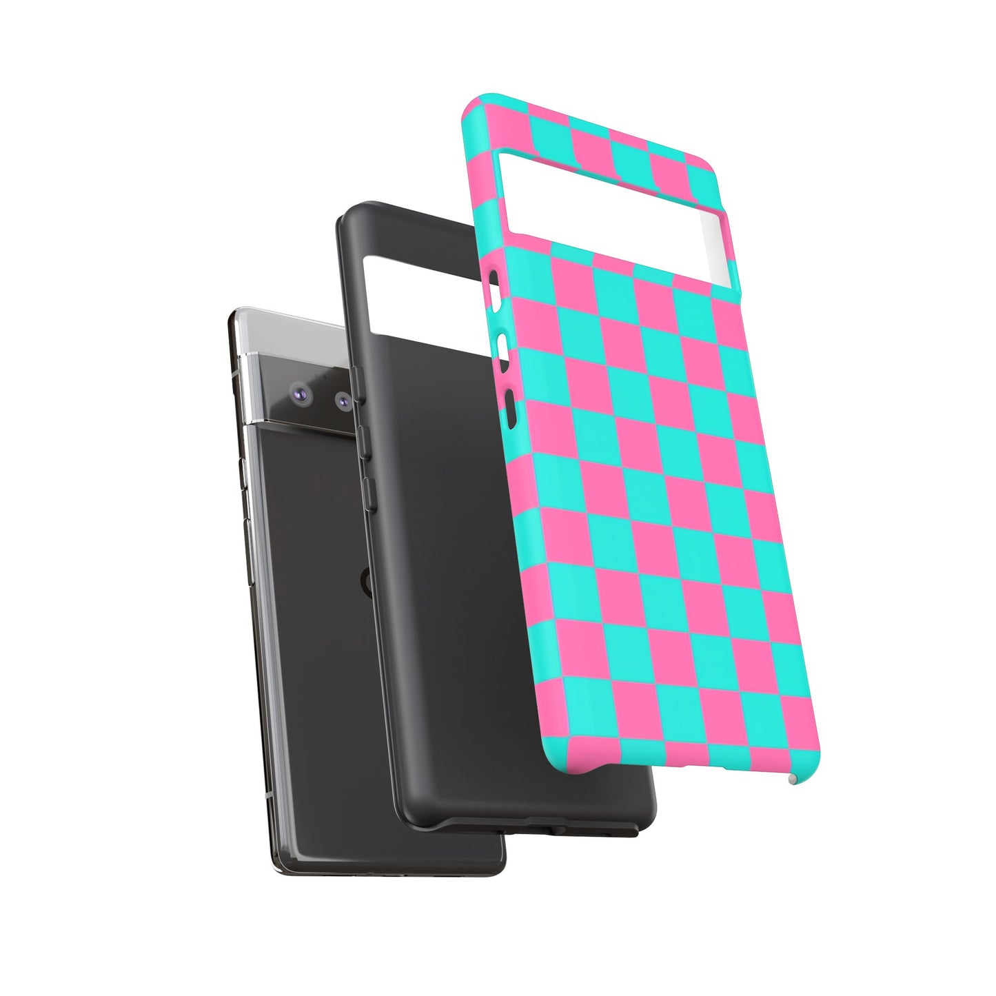 Hot Pink And Teal Checker Pattern Tough Case for iPhone, Galaxy Phones and Google Pixel