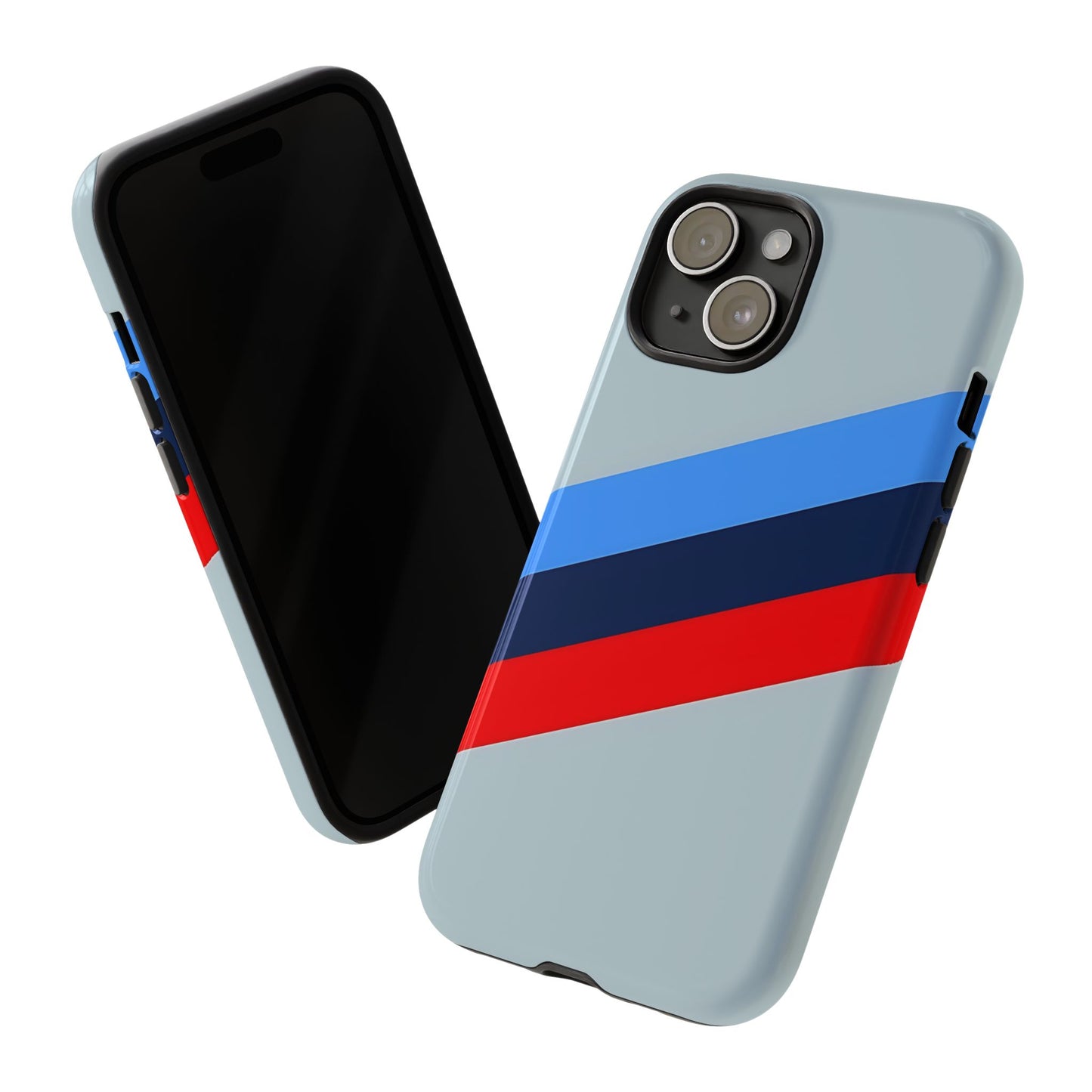 Gray Tough Case For iPhone, Samsung Galaxy and Google Pixel, Blue & Red Stripe