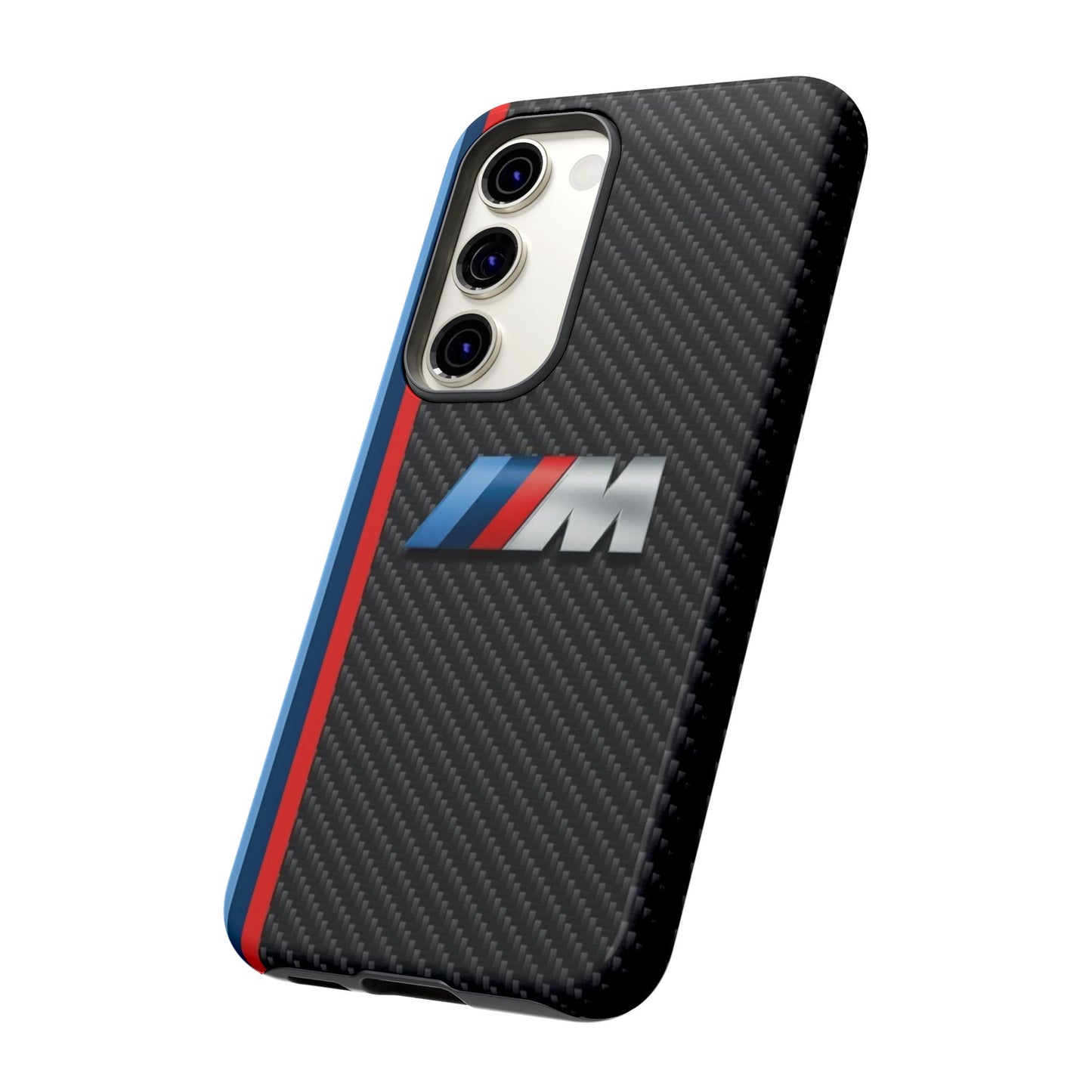 Phone Case - Black Tough Case for iPhones, Galaxy, Pixel, Blue And Red Stripes, BMW M Series