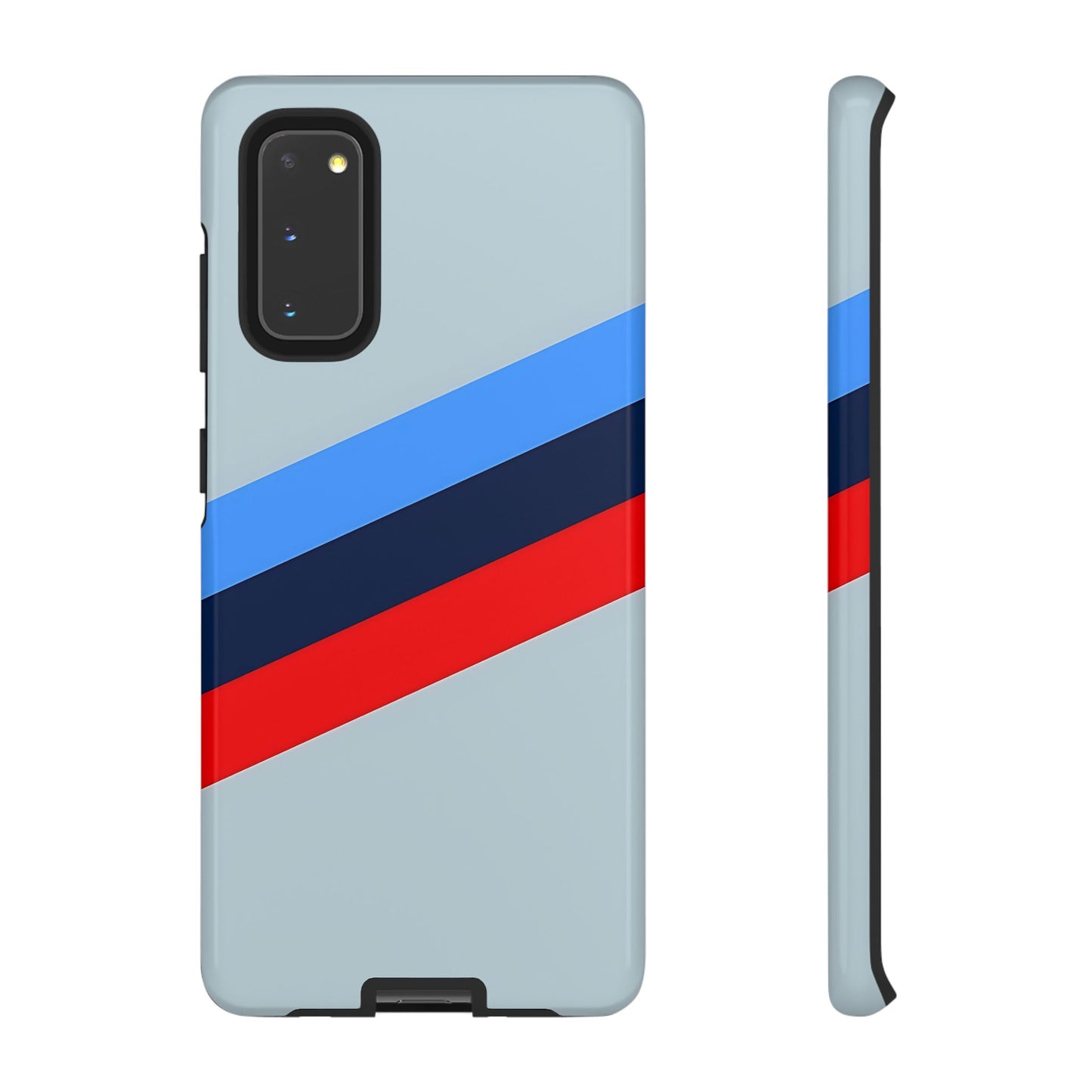 Gray Tough Case For iPhone, Samsung Galaxy and Google Pixel, Blue & Red Stripe