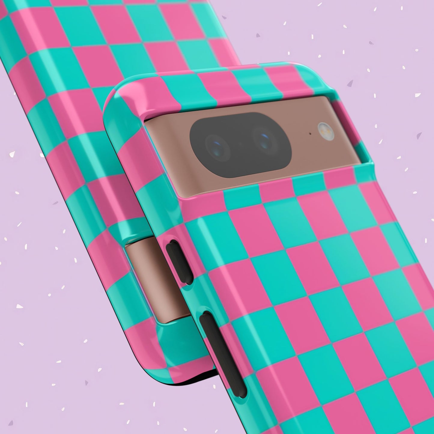 Hot Pink And Teal Checker Pattern Tough Case for iPhone, Galaxy Phones and Google Pixel