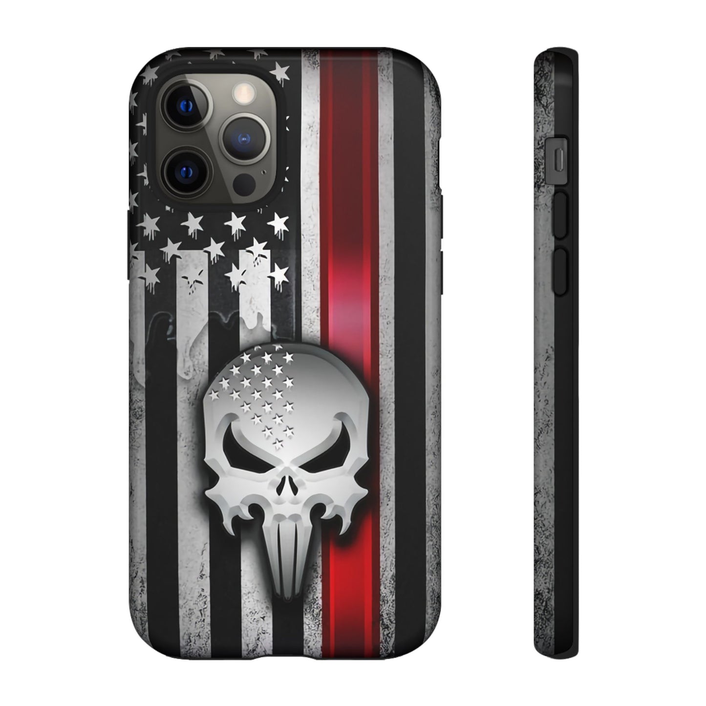 Tough Cases For iPhone, Galaxy and Pixel,  Thin Red Line, Jake Skull Design