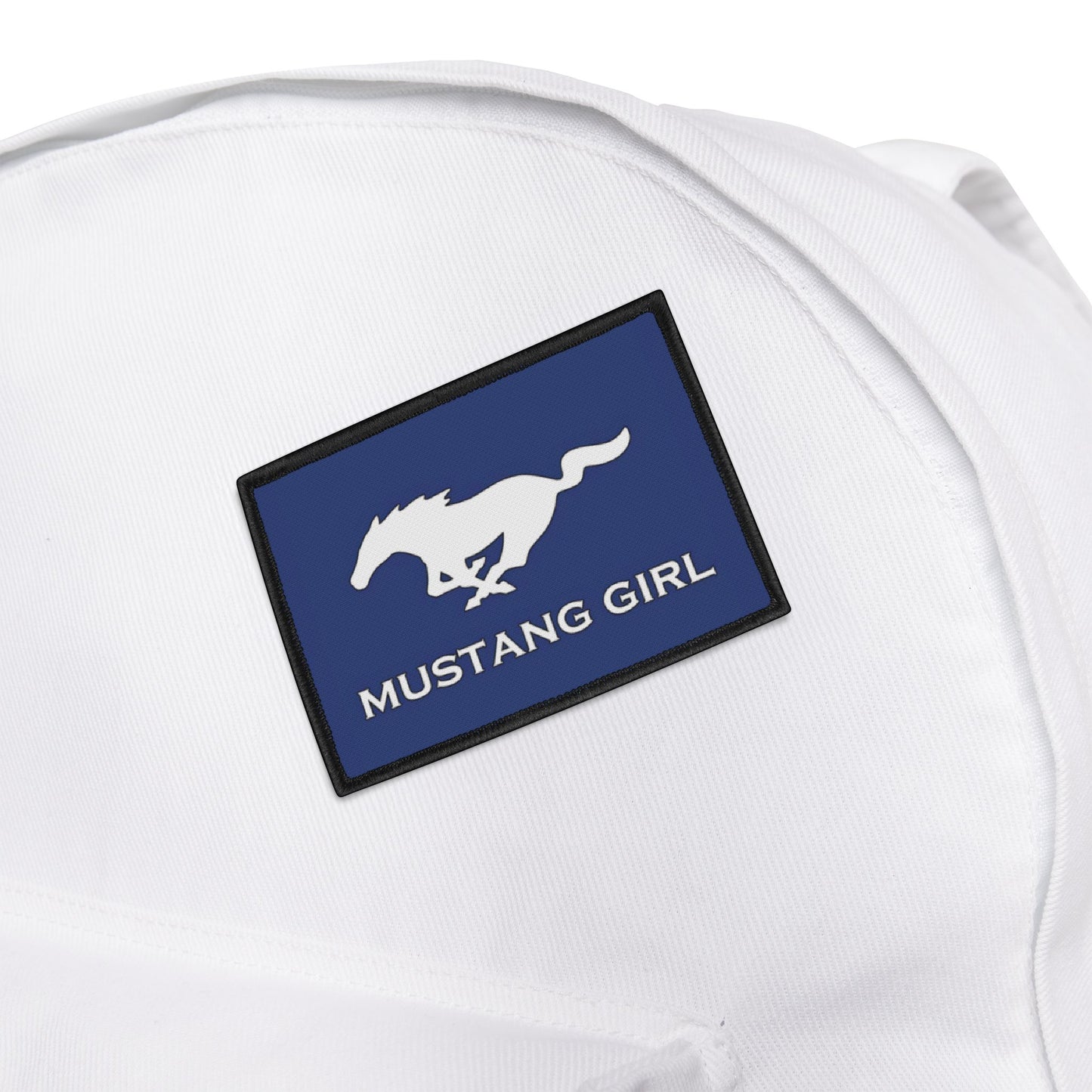 Mustang Girl Blue Iron-On Patches,  Motorsports Ford Owner Accent