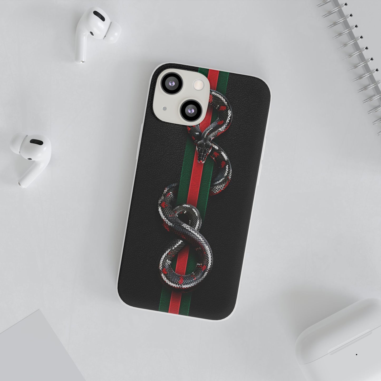 Green and Red Stripes Snake TPU Flexi Cases For iPhones And Samsung Galaxy
