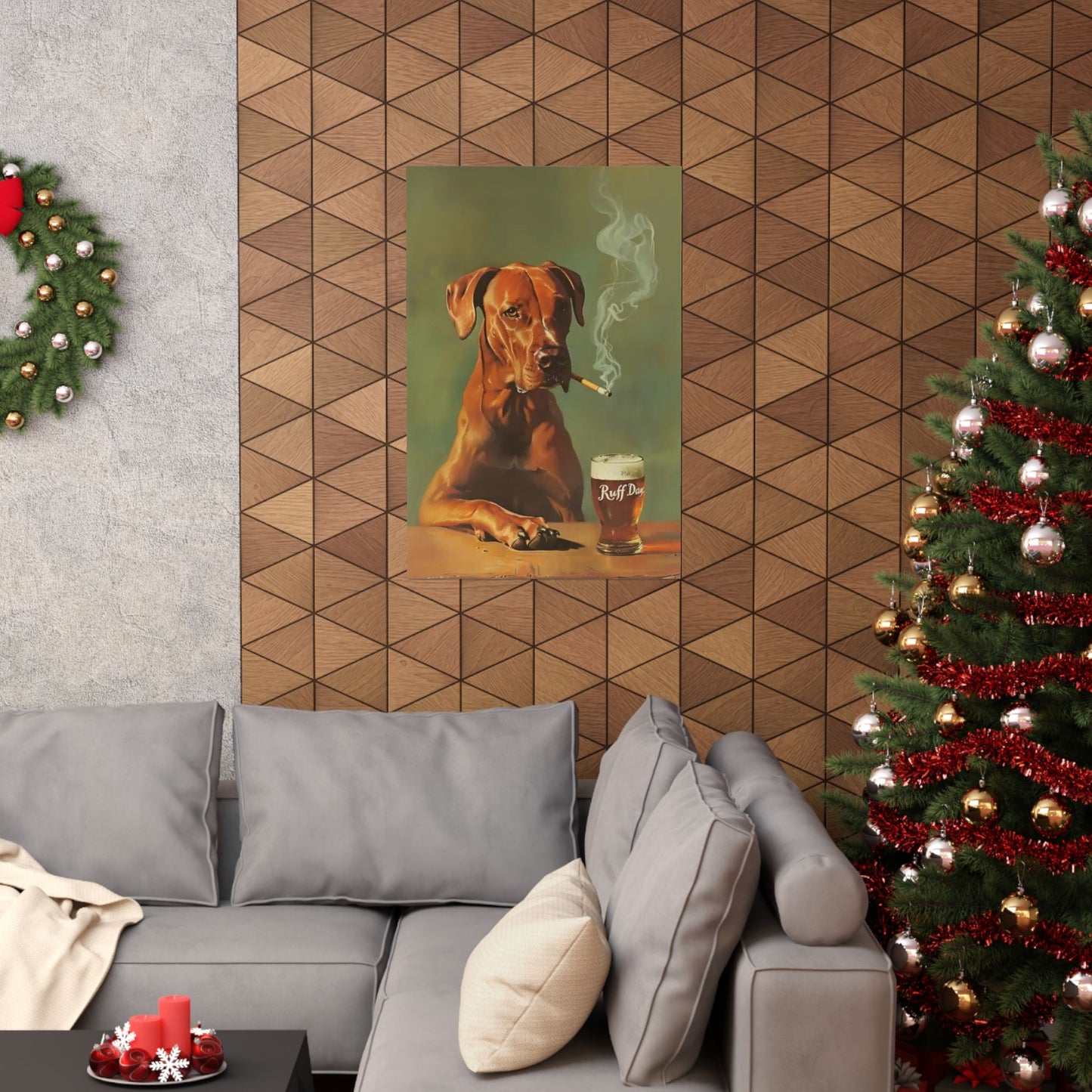 Funny Dog Bar Decor Poster, Ruff Day Matte Vertical Poster, Beverage Art Print