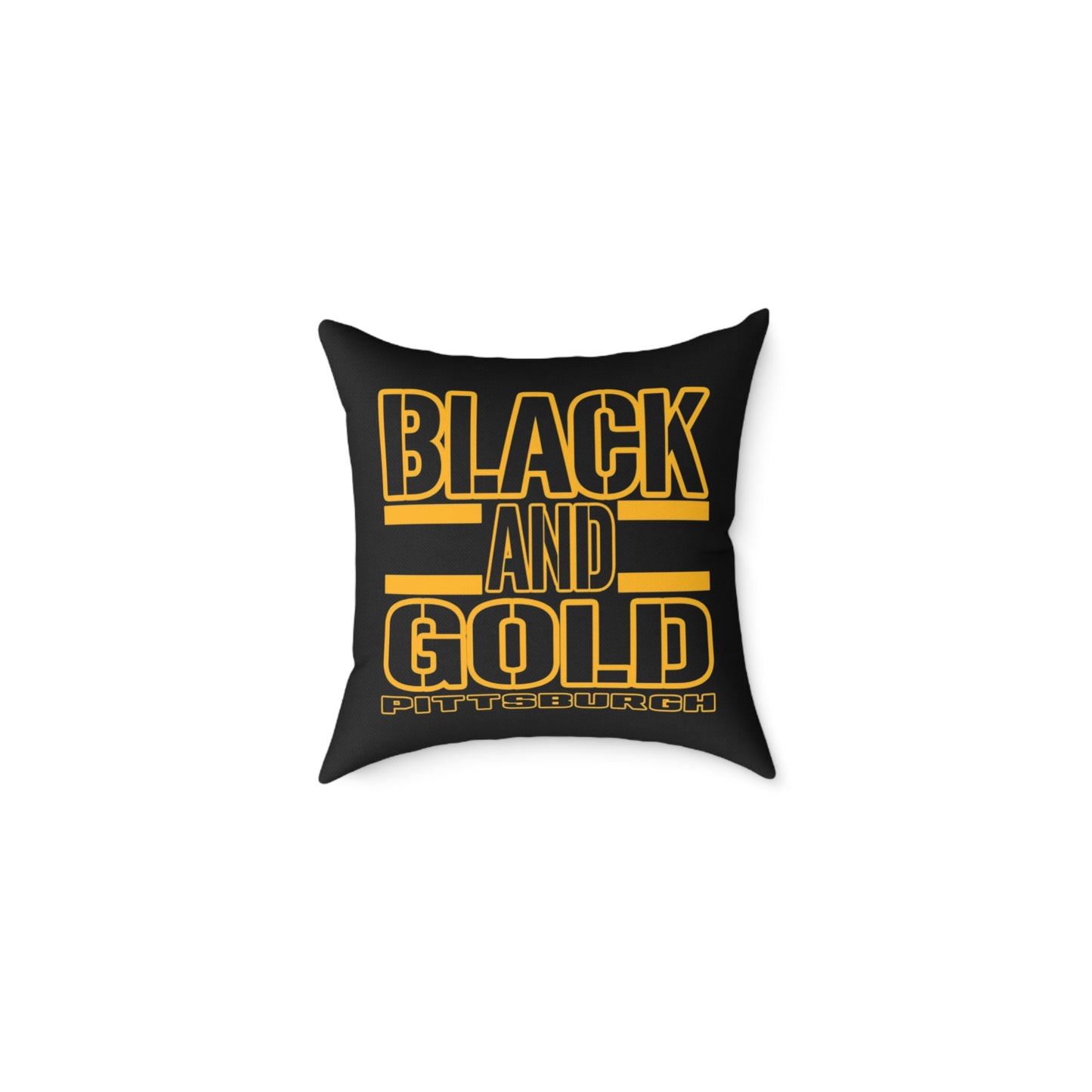 Pittsburgh Black and Gold Square Pillow Cover — Bold Typography Accent Cushion for Home & Game Day