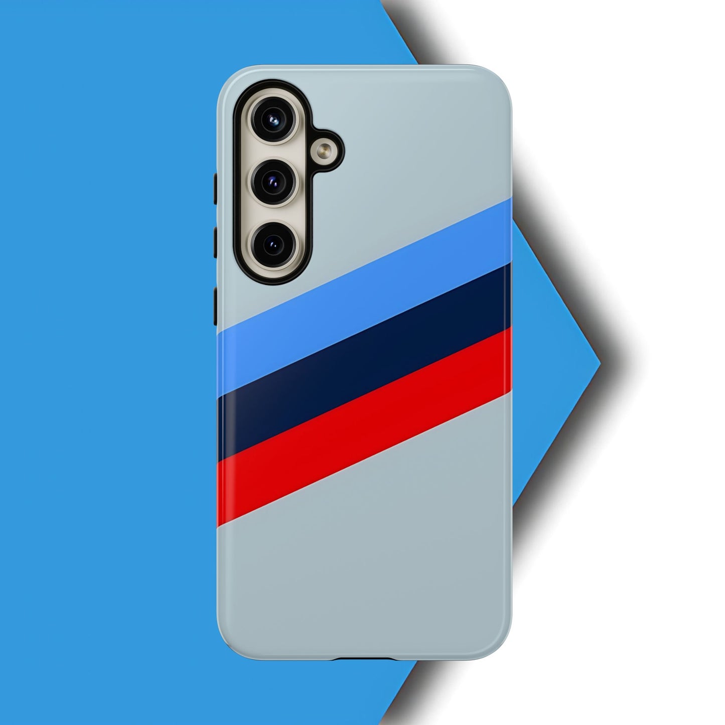 Gray Tough Case For iPhone, Samsung Galaxy and Google Pixel, Blue & Red Stripe