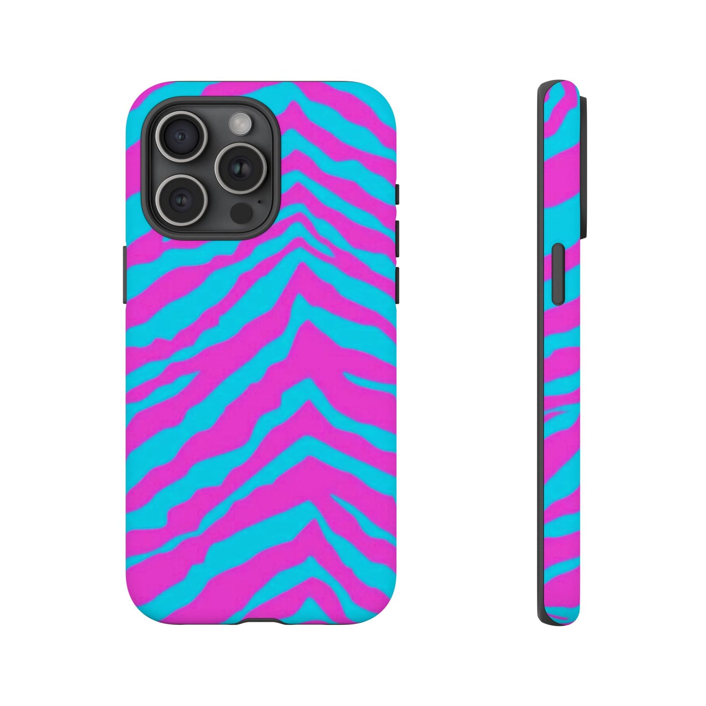 Animal Print Hot Pink And Teal Tough Case for iPhone, Galaxy and Google Pixel
