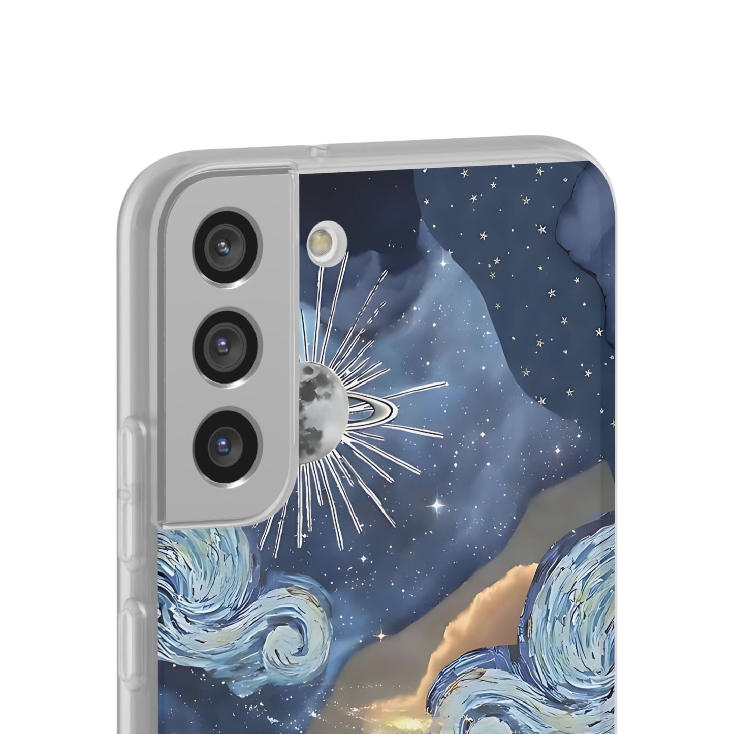 Celestial Flexi Case, Boho Phone Cover, Galaxy Protection, Starry Night Design,