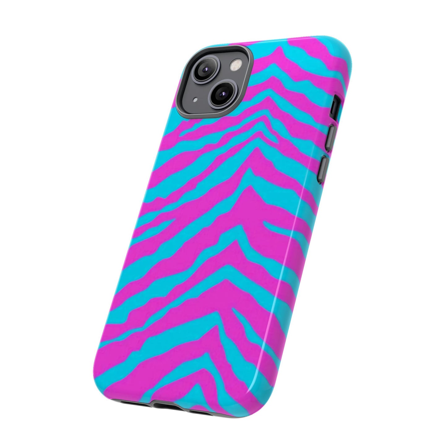 Animal Print Hot Pink And Teal Tough Case for iPhone, Galaxy and Google Pixel