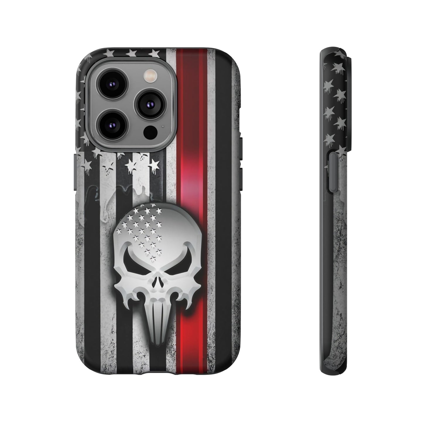 Tough Cases For iPhone, Galaxy and Pixel,  Thin Red Line, Jake Skull Design