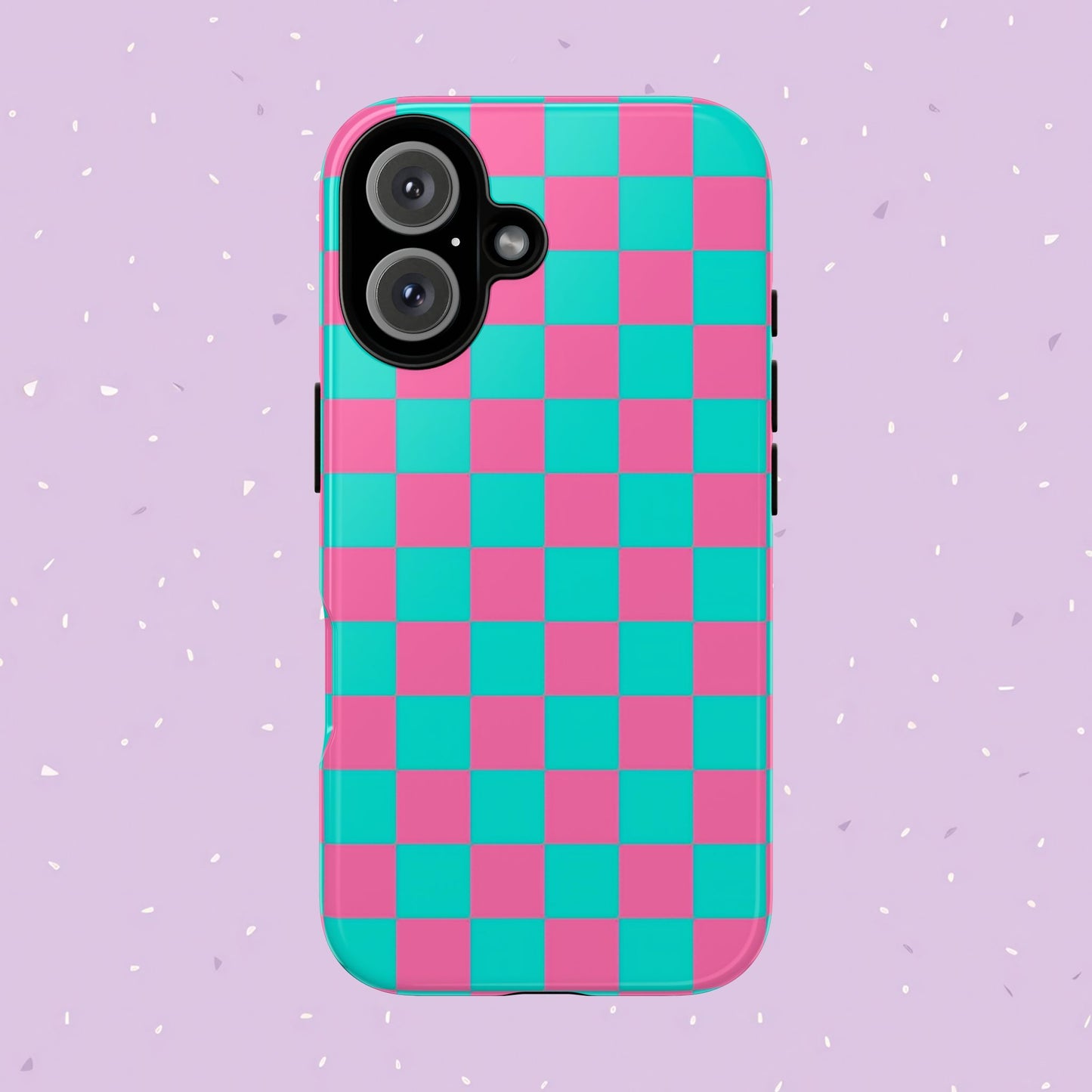 Hot Pink And Teal Checker Pattern Tough Case for iPhone, Galaxy Phones and Google Pixel