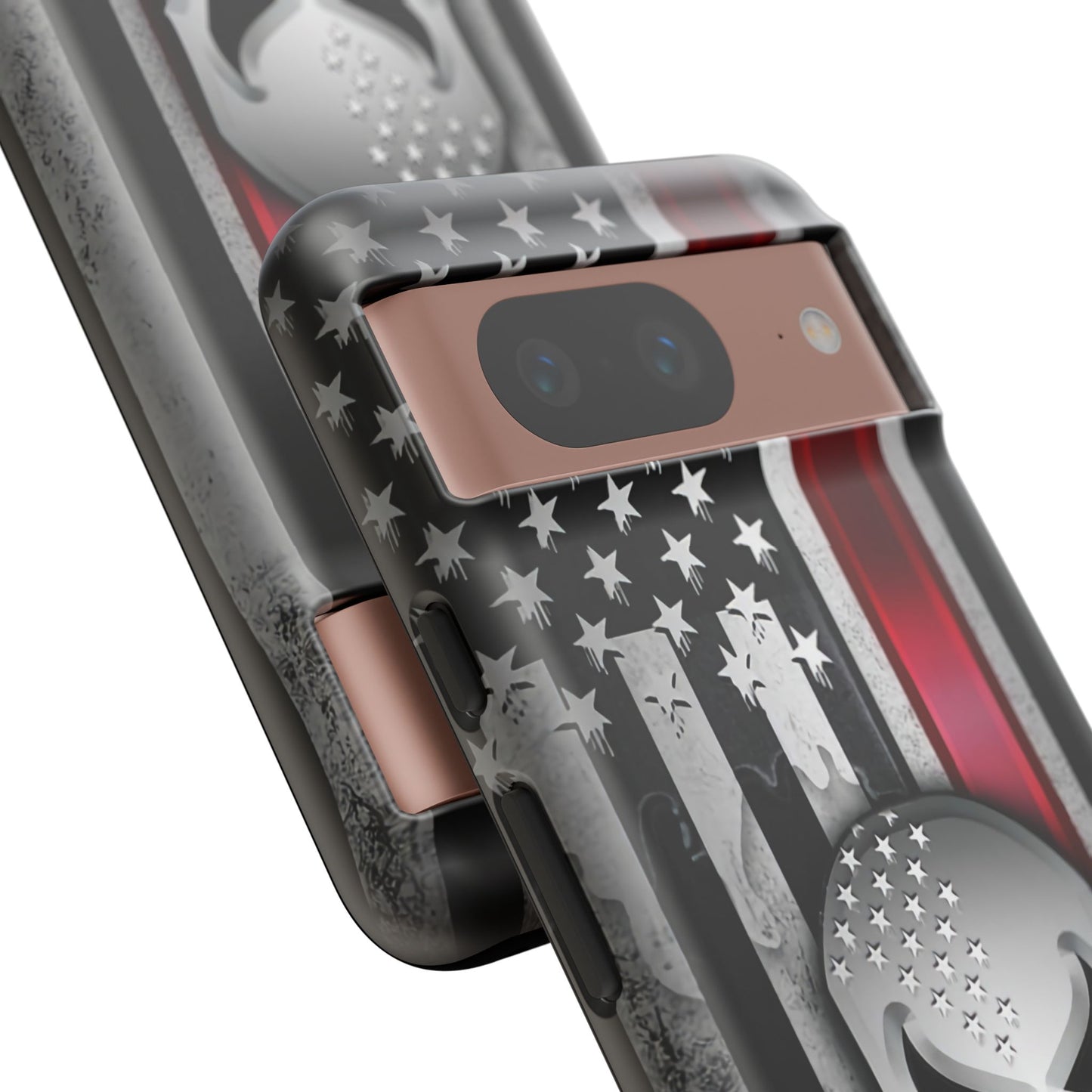 Tough Cases For iPhone, Galaxy and Pixel,  Thin Red Line, Jake Skull Design