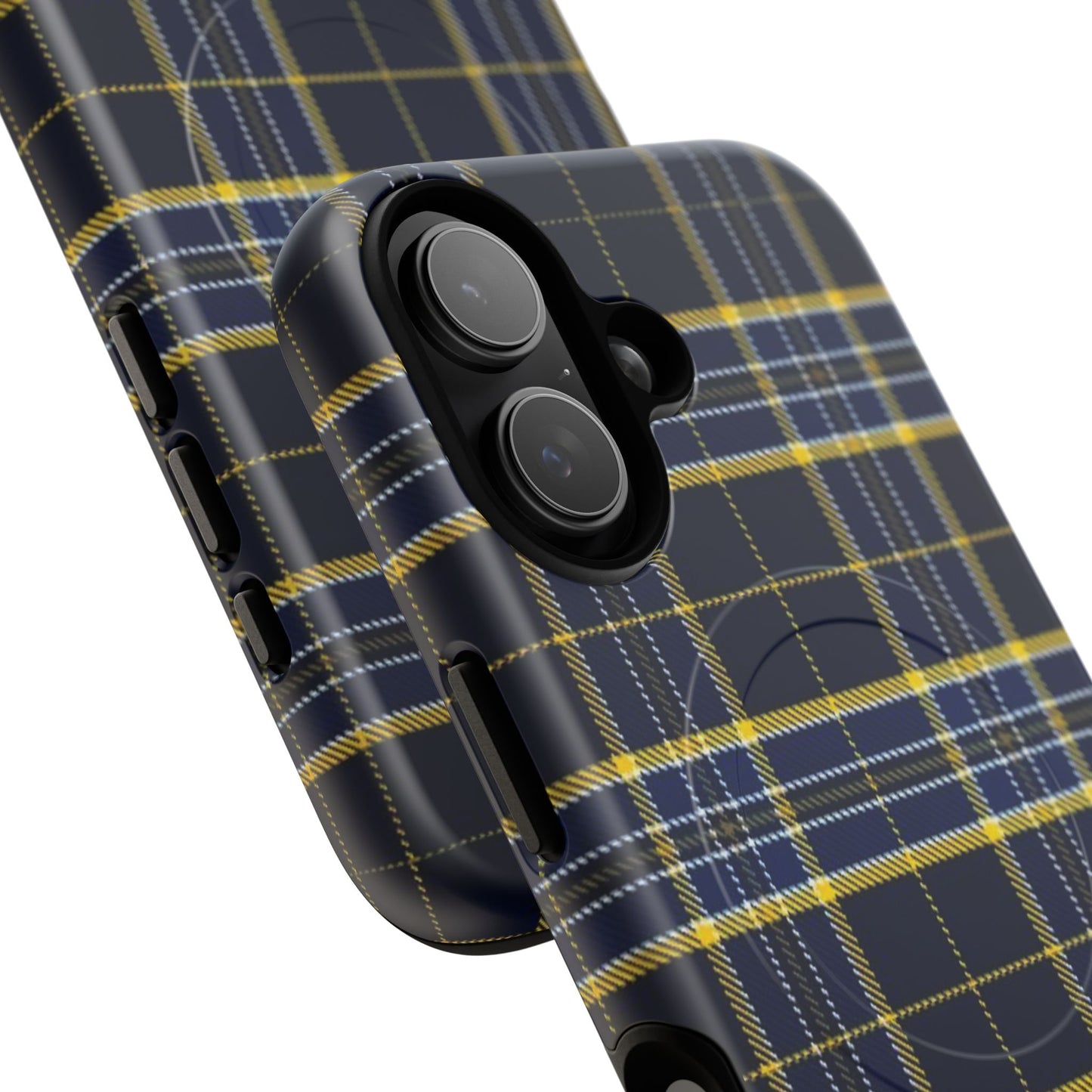 Navy Yellow Plaid Phone Case Tough Magnetic Case | Plaid iPhone Cover