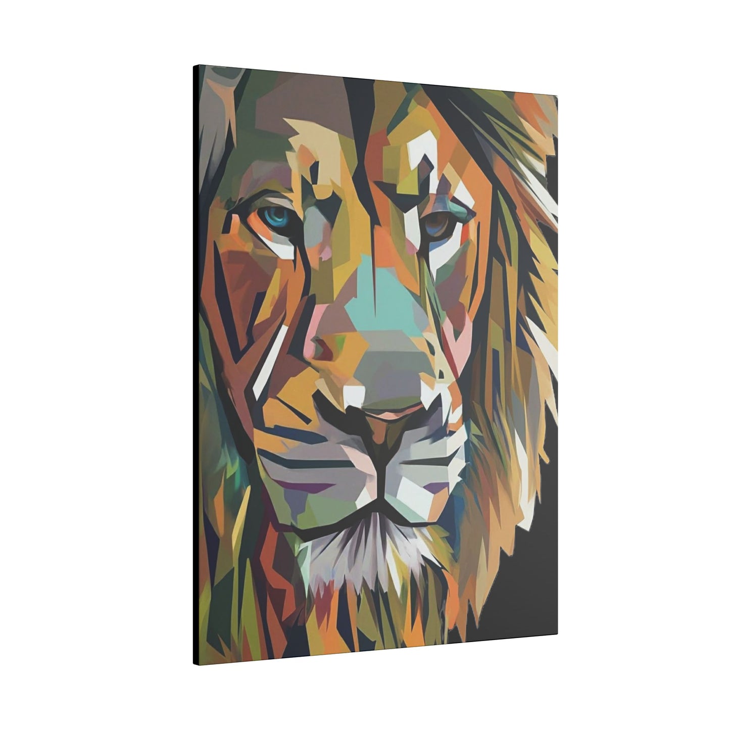 Geometric Lion Face Matte Canvas Print, Custom Wall Decor