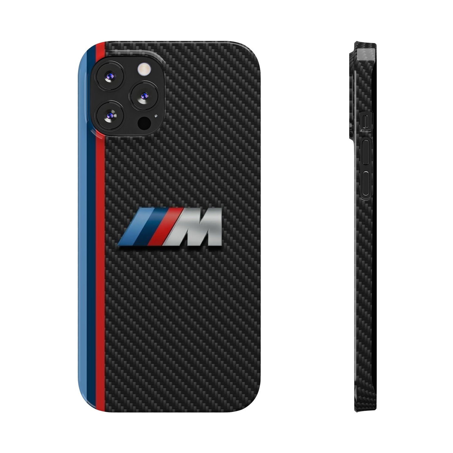 Black iPhone Slim Case, Blue And Red Stripes, BMW M Series