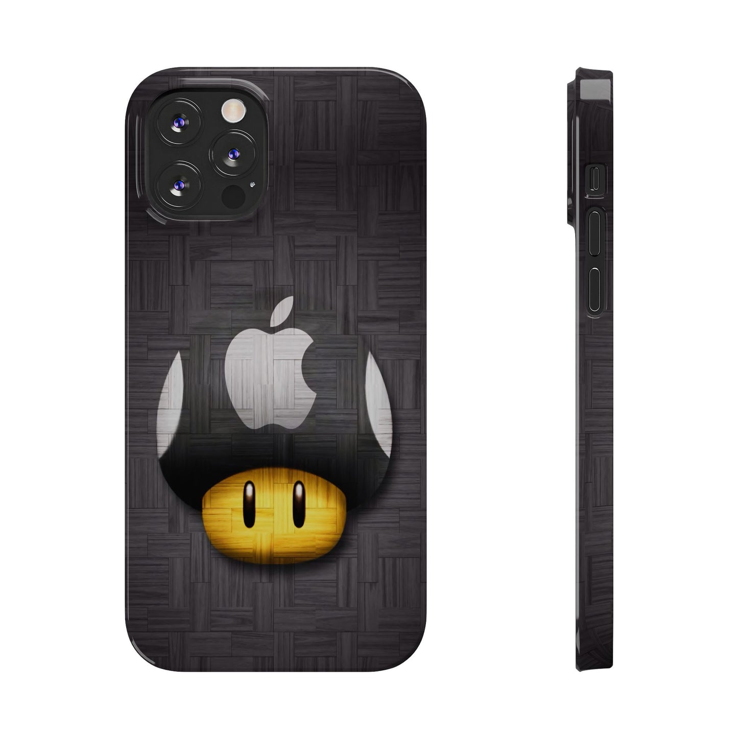 Mushroom Apple Slim Phone Case for iPhone Cute Gamer Phone Accessory, Kids Gift