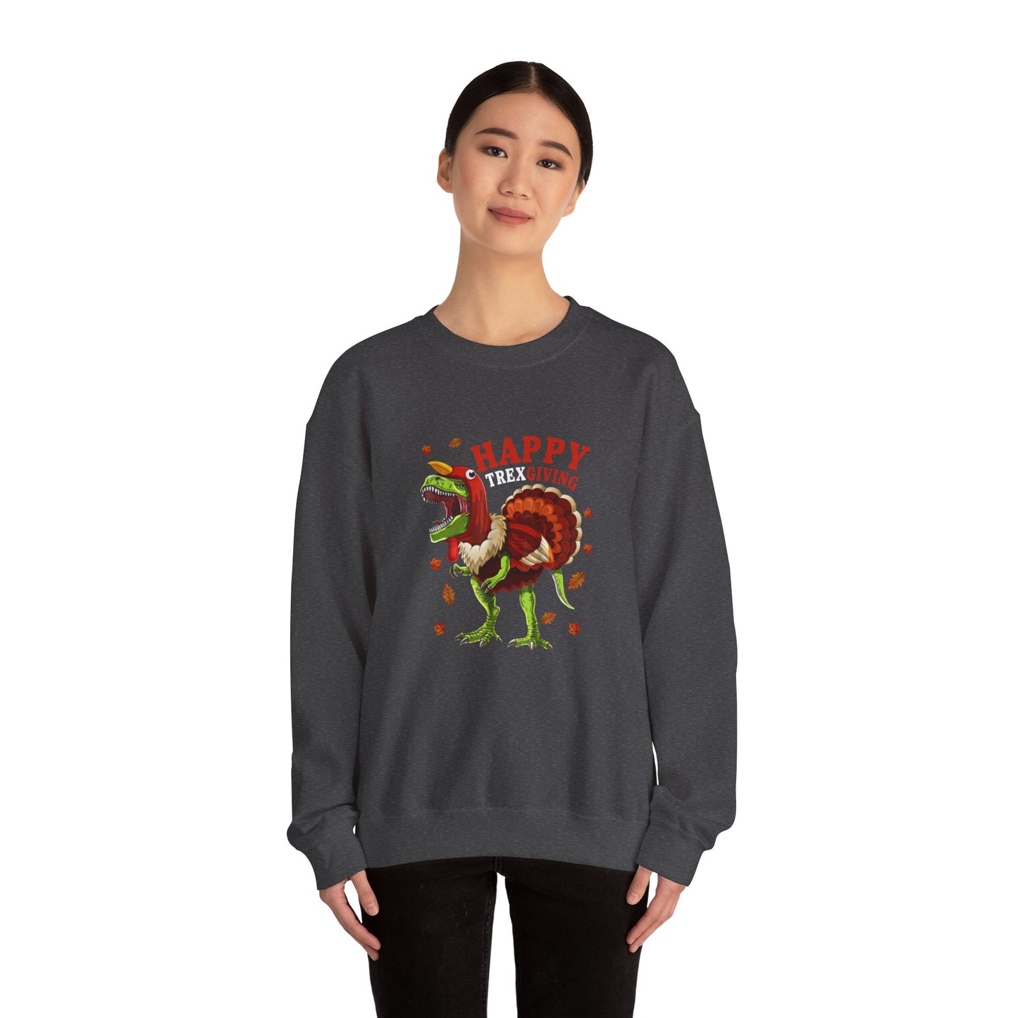 Sweatshirt — "Happy Trex-iving" Funny Thanksgiving T-Rex Crewneck