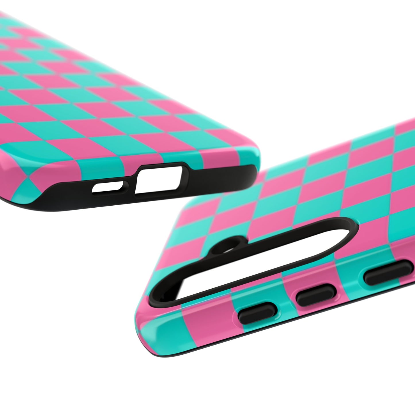 Hot Pink And Teal Checker Pattern Tough Case for iPhone, Galaxy Phones and Google Pixel