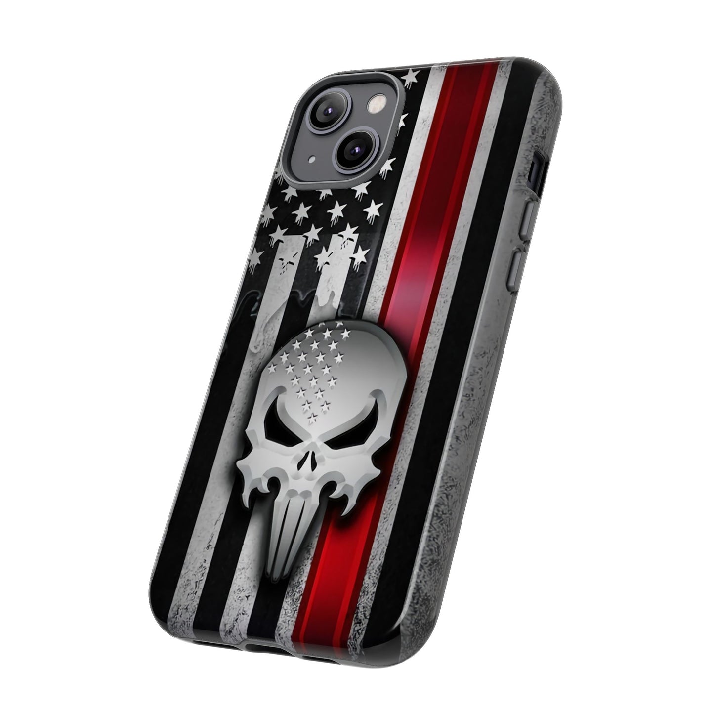 Tough Cases For iPhone, Galaxy and Pixel,  Thin Red Line, Jake Skull Design