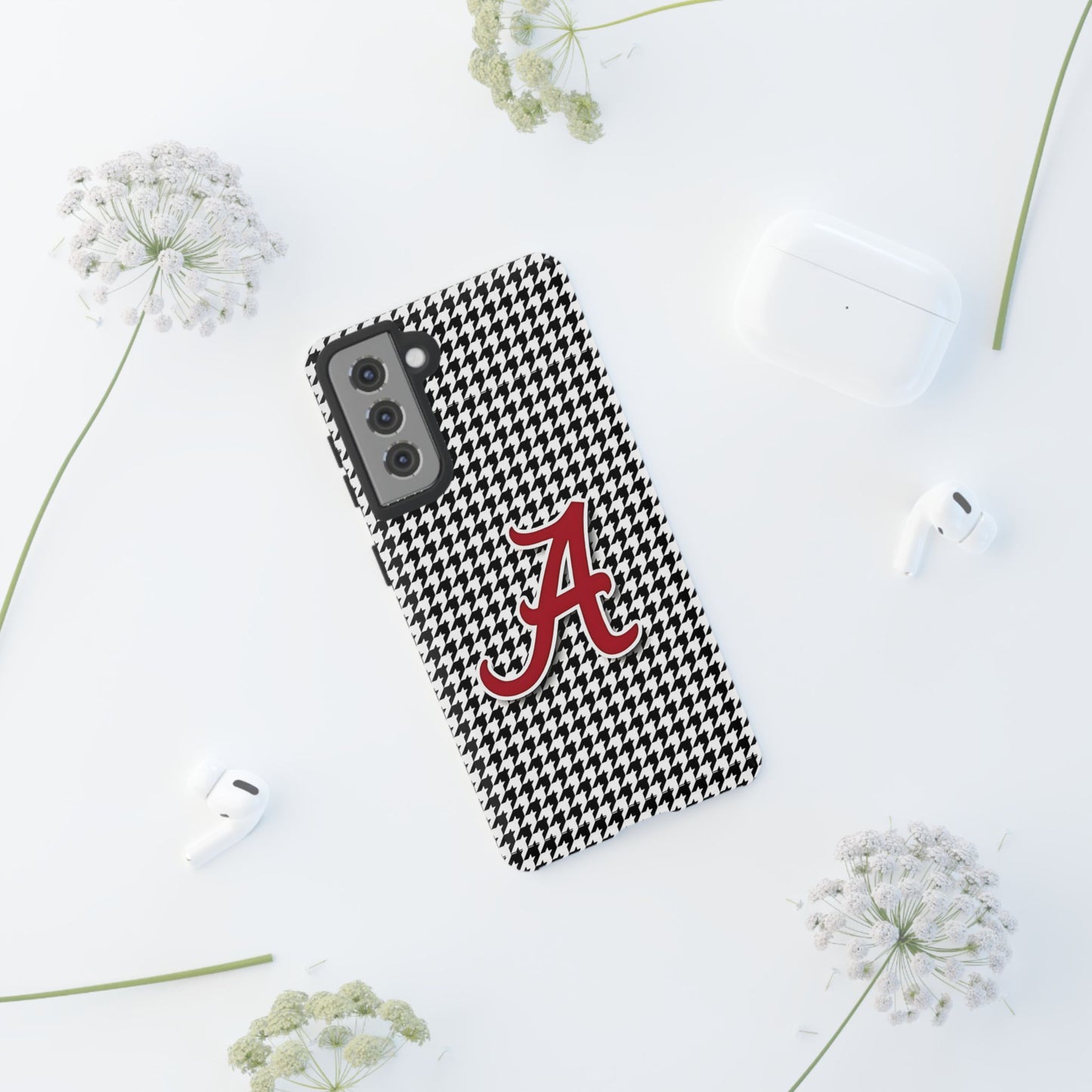 Alabama Houndstooth Phone Case, Tough Cases, College RTR Fan Gear, Initial A